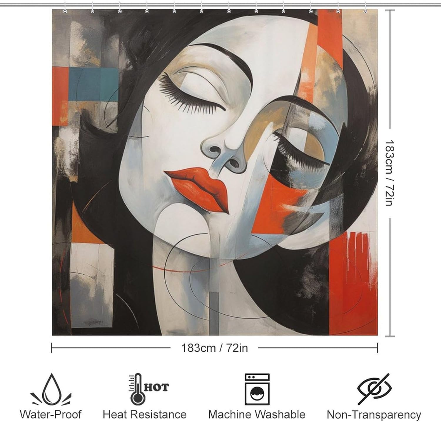 DAOWANGZUO Abstract Girl Boho Shower Curtain Set 72x72in