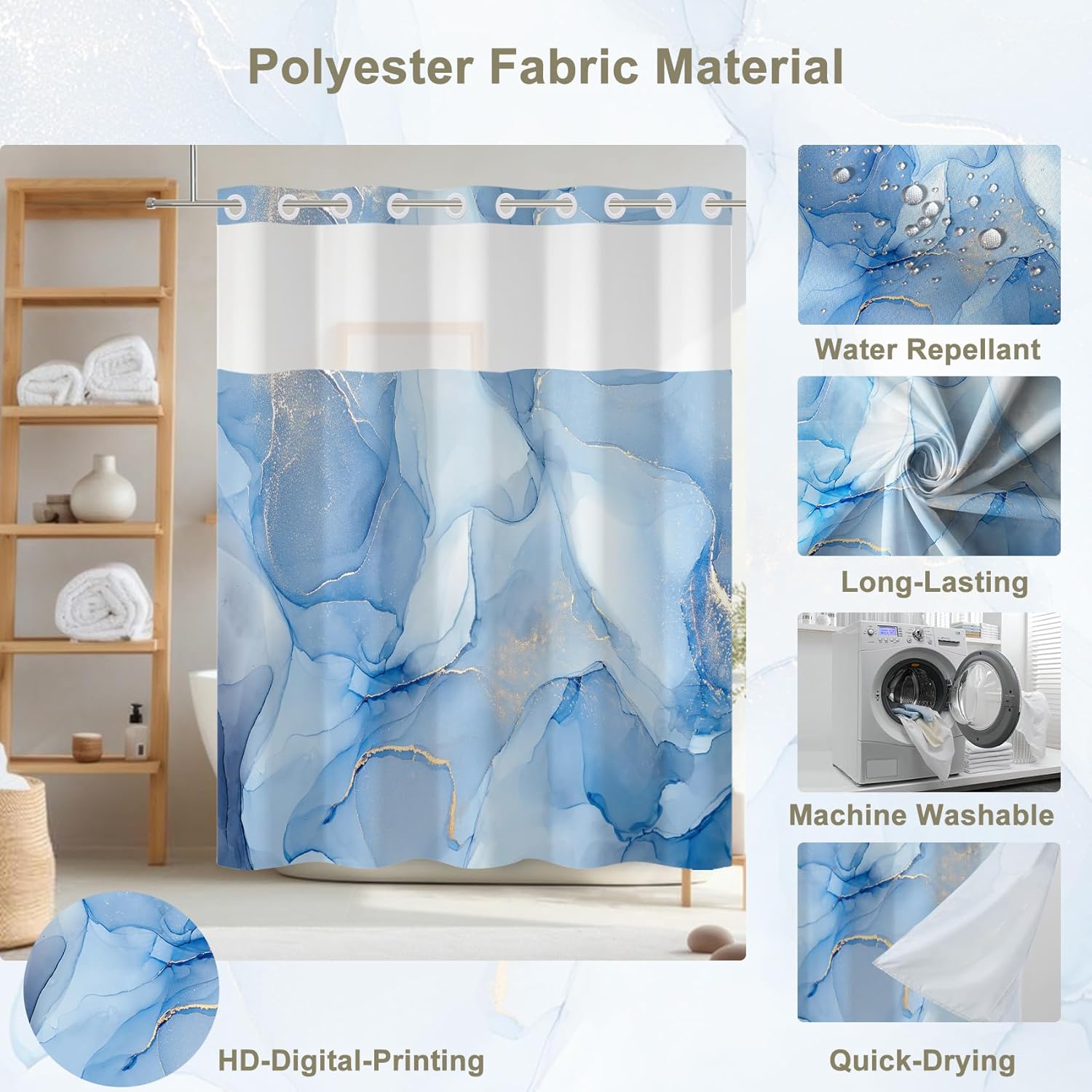 Blue Marble Modern Shower Curtain