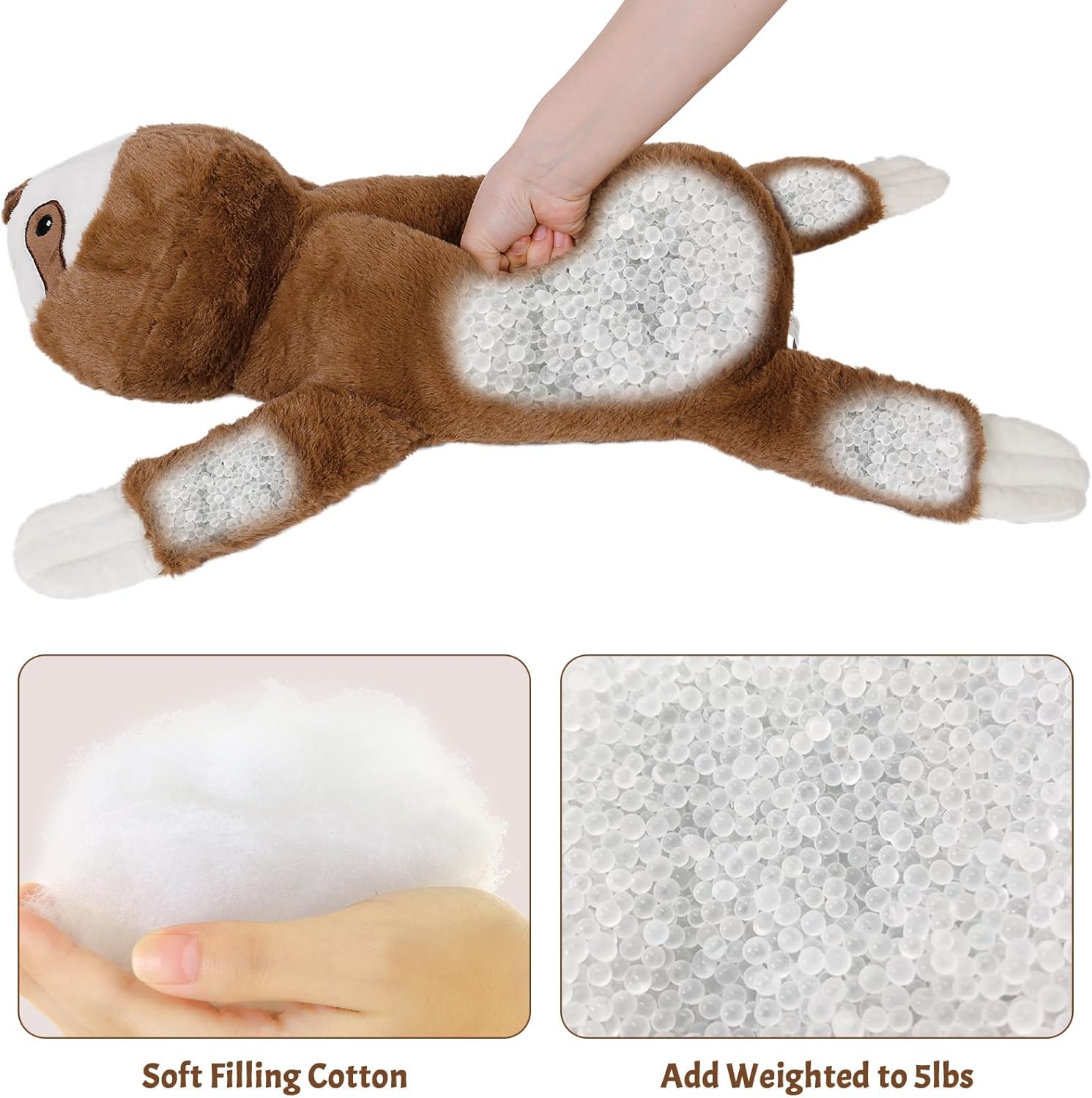 Wepop 5lb Weighted Sloth Plushie Pillow