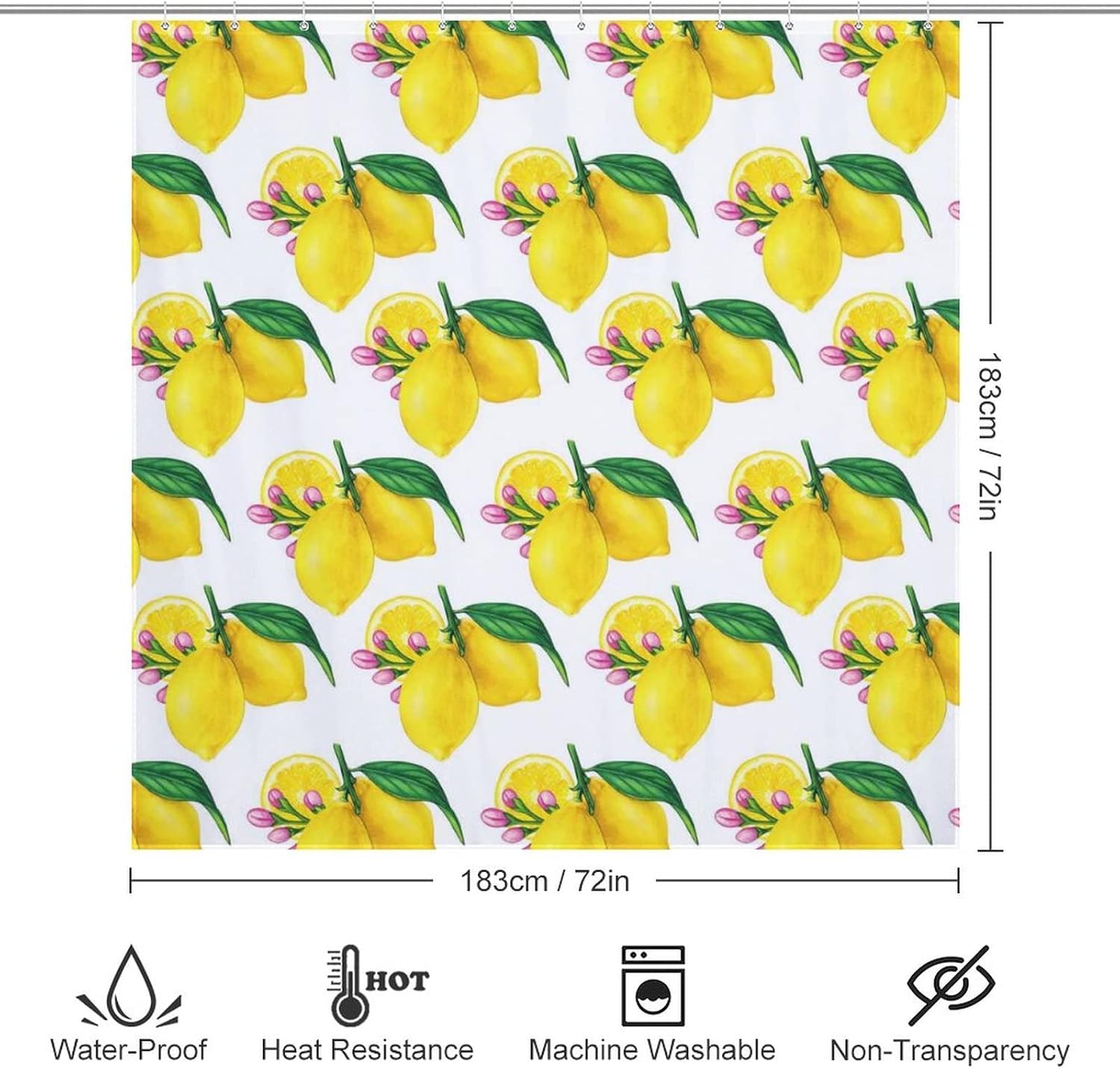 Fruit Lemon Washable Shower Curtain Liner