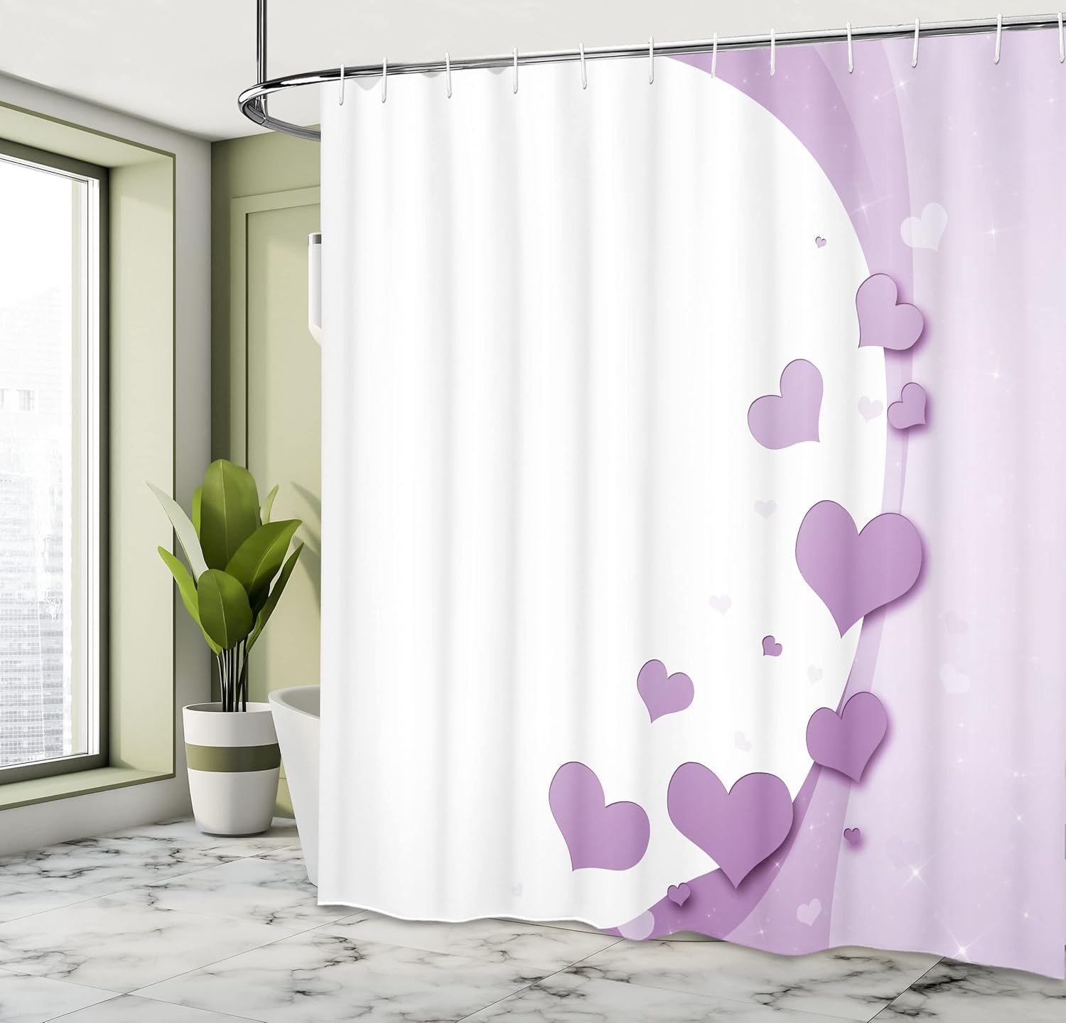 Ambesonne Love Shower Curtain Pastel Purple Valentines Day