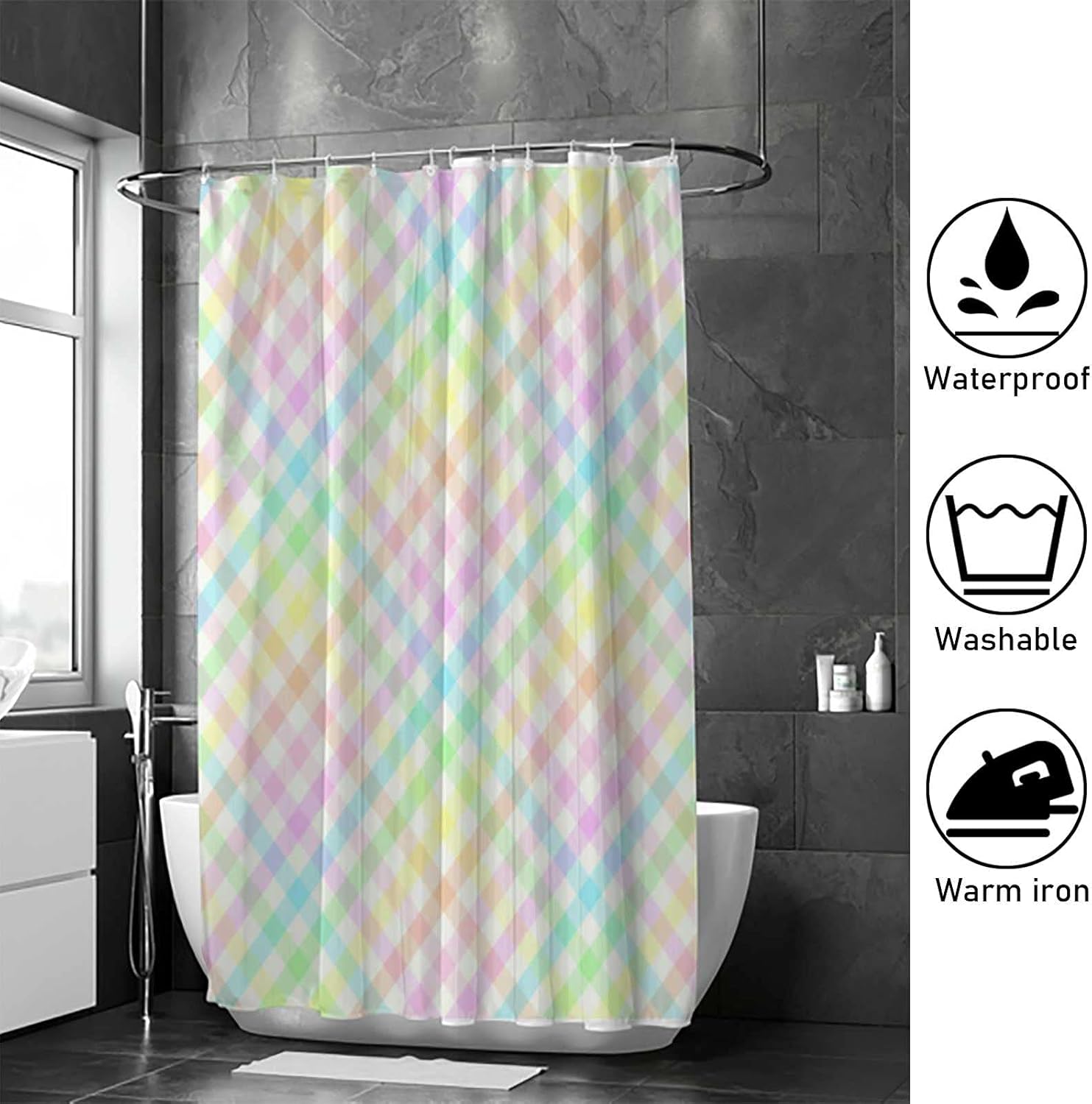 Durable Colorful Plaid Shower Curtains