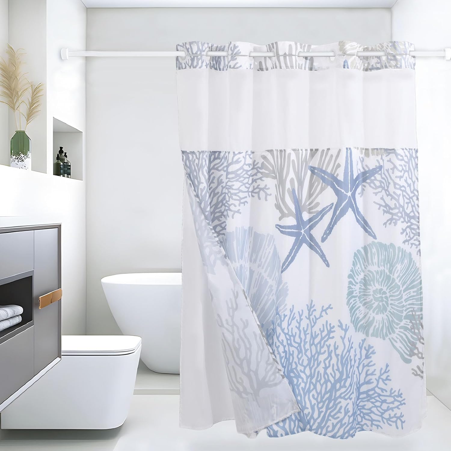 Seashell Style 72x75 Nautical Shower Curtain