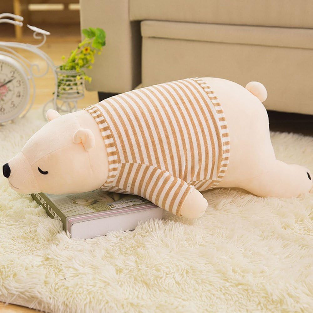 White 14-inch Stuffed Polar Bear Sleepy Plush Toy for Kids Adults