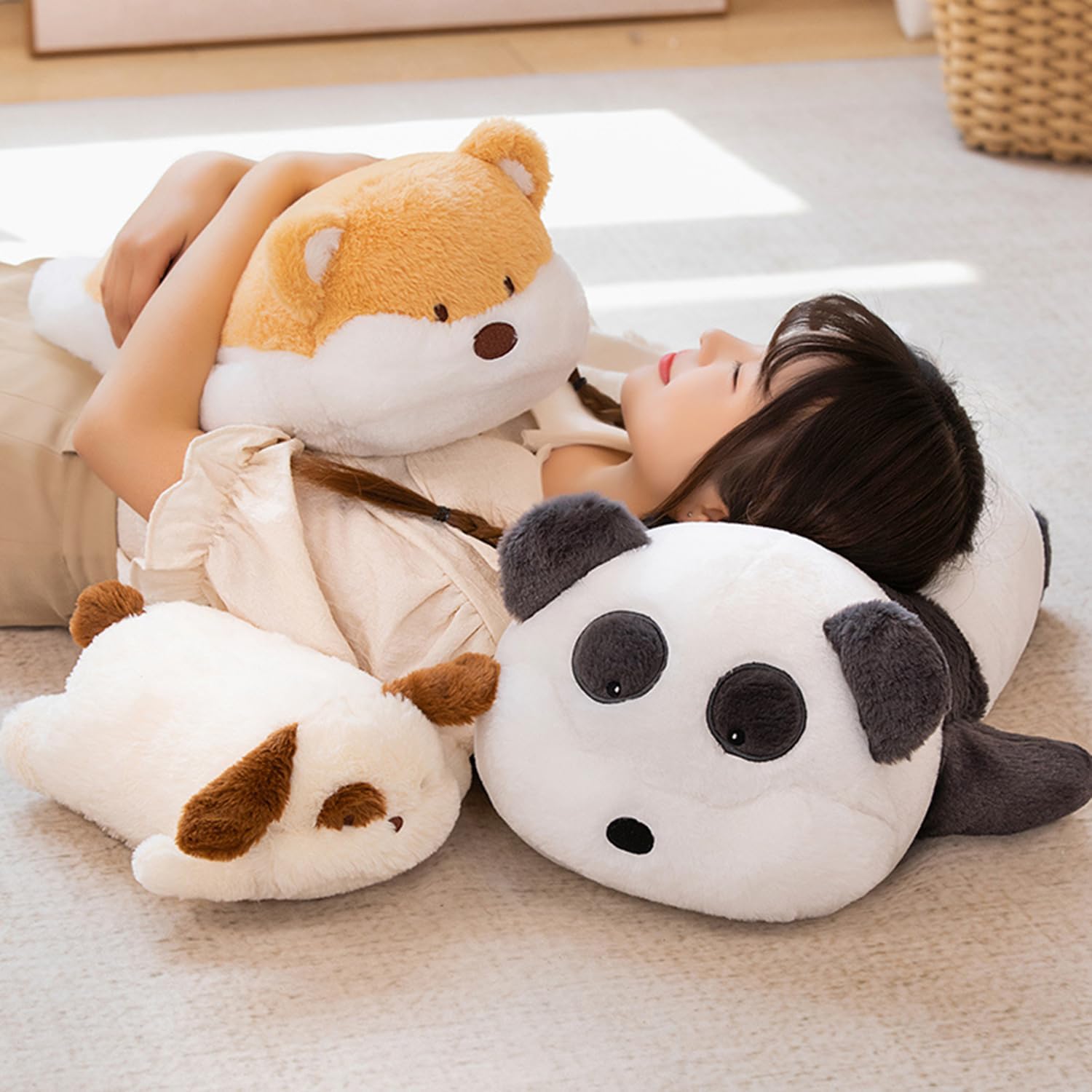 CASAGOOD11 Inch Long Sleeping Panda Hugging Pillow