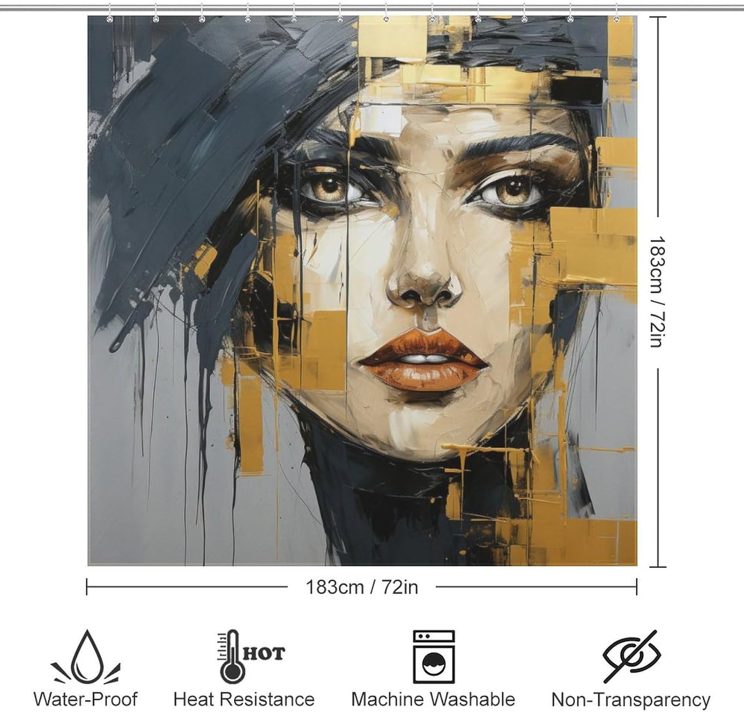 Unique Face Oil Painting Shower Curtain Set