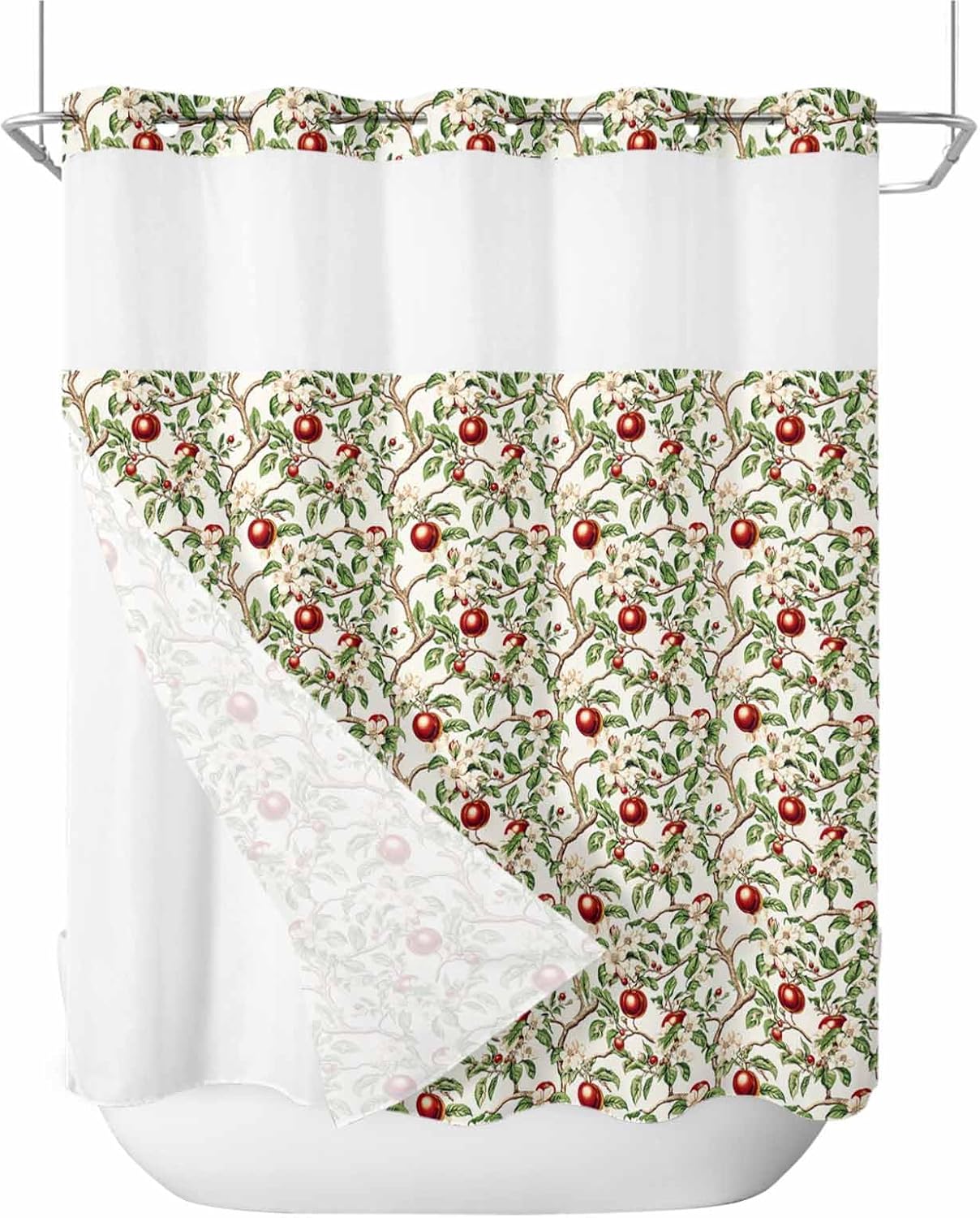 Stylish No Hook Shower Curtains with Snap-in Liner for Home Kitchen