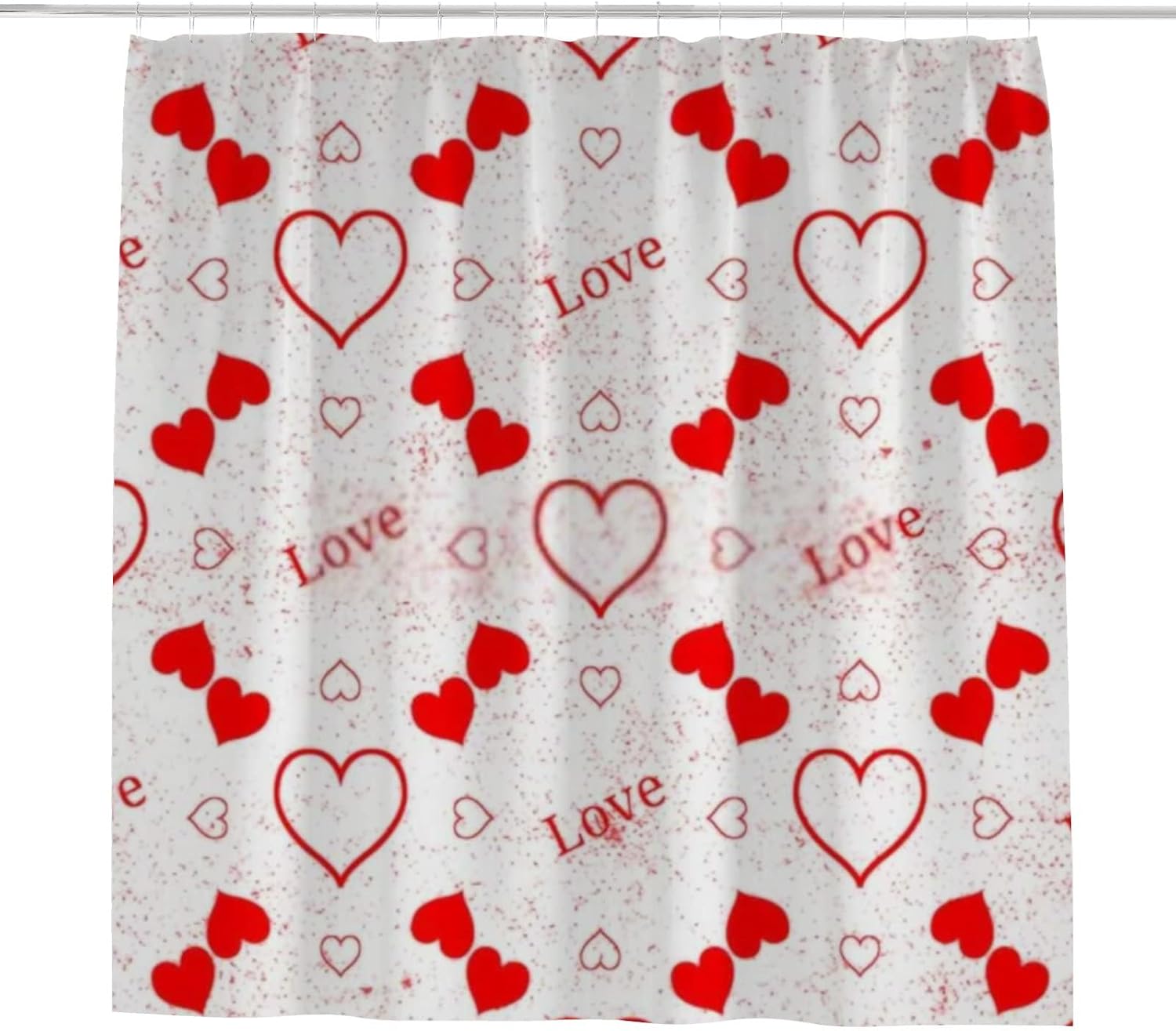 Sturdy Red Heart Design Bathroom Shower Curtain