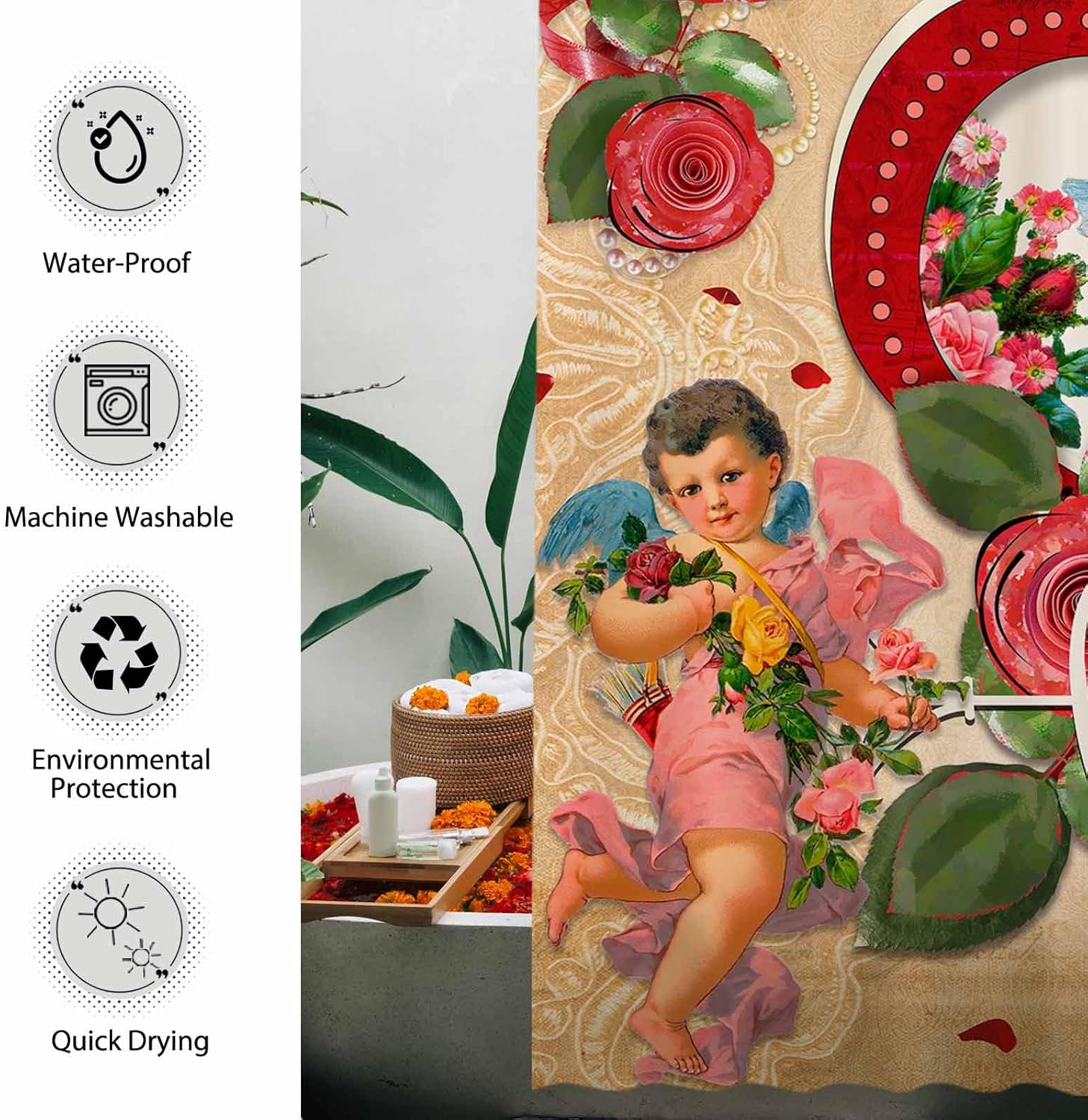 72x72 inches Vintage Heart Shower Curtain
