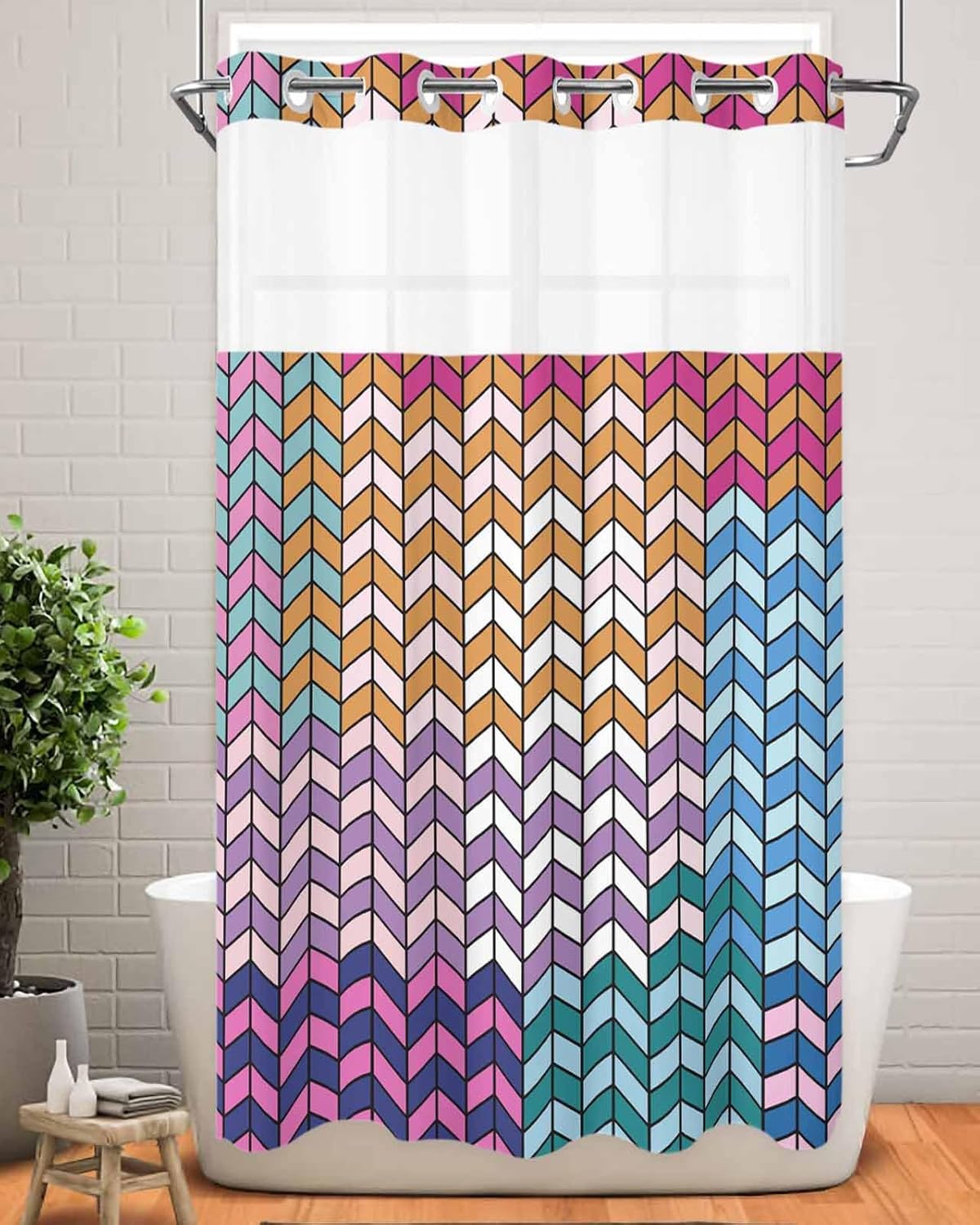 Stylish No-Hook Shower Curtains Set for Home Use 54x78