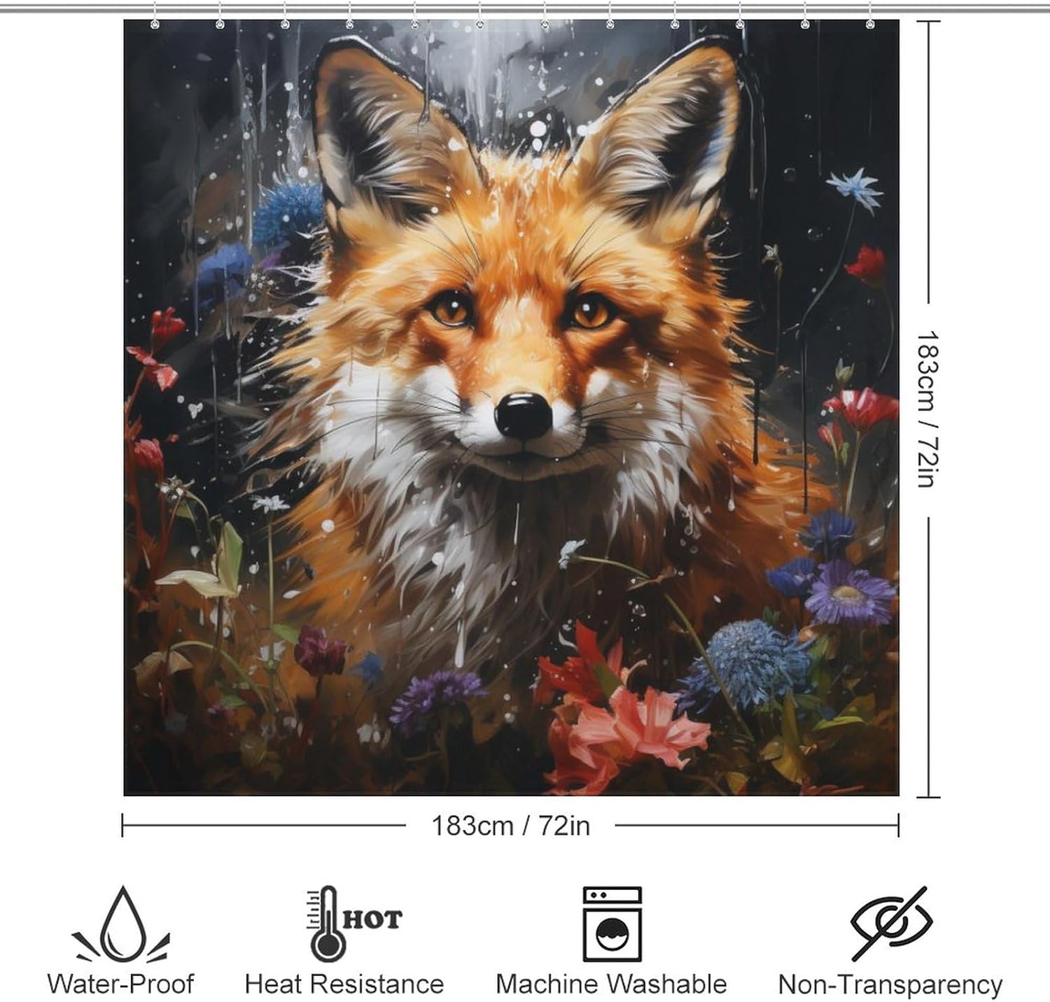 DAOWANGZUO Brown Fox Shower Curtain Set