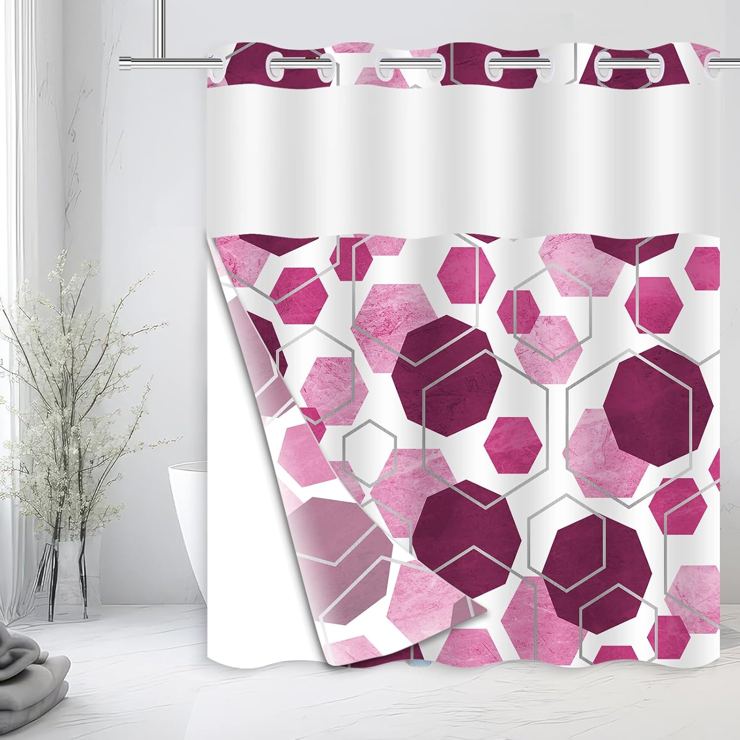 Luxury Purple Geometric Shower Curtain