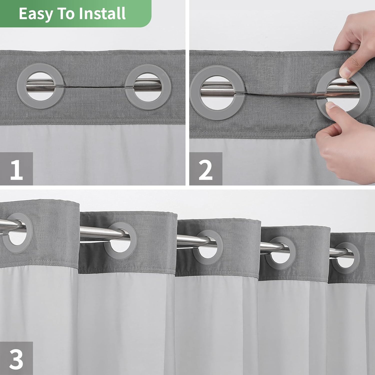 Luxury Hotel Quality Gray Shower Curtain with Liner