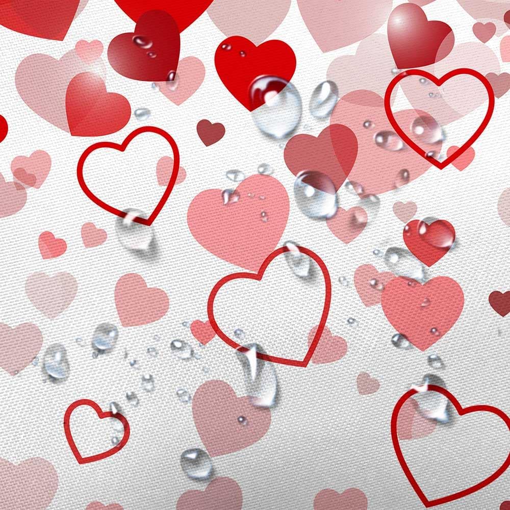 JAWO Valentines Red Heart Shower Curtain Set