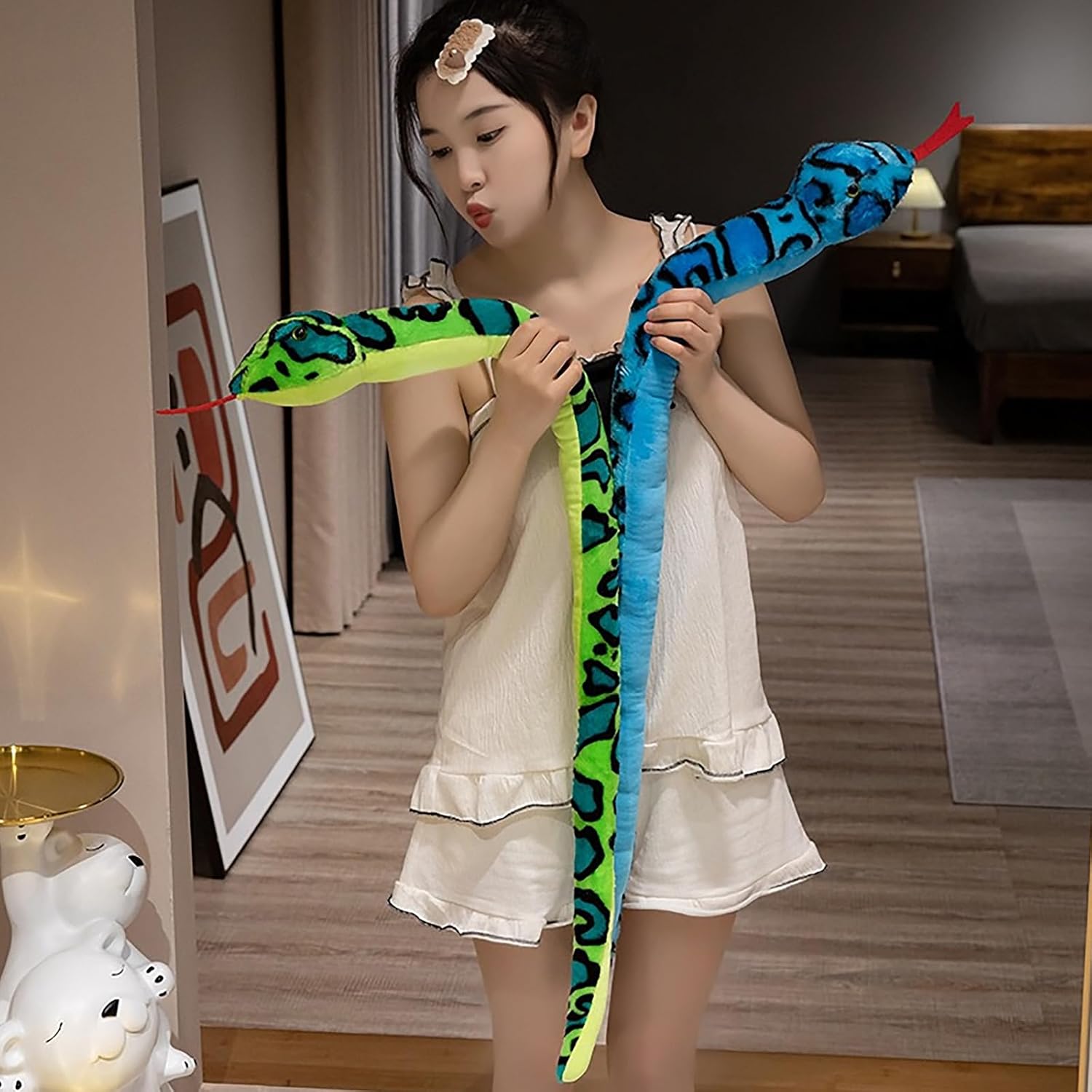 JIAHG 413 Plush Animal Throw Pillow Stuffed Snake