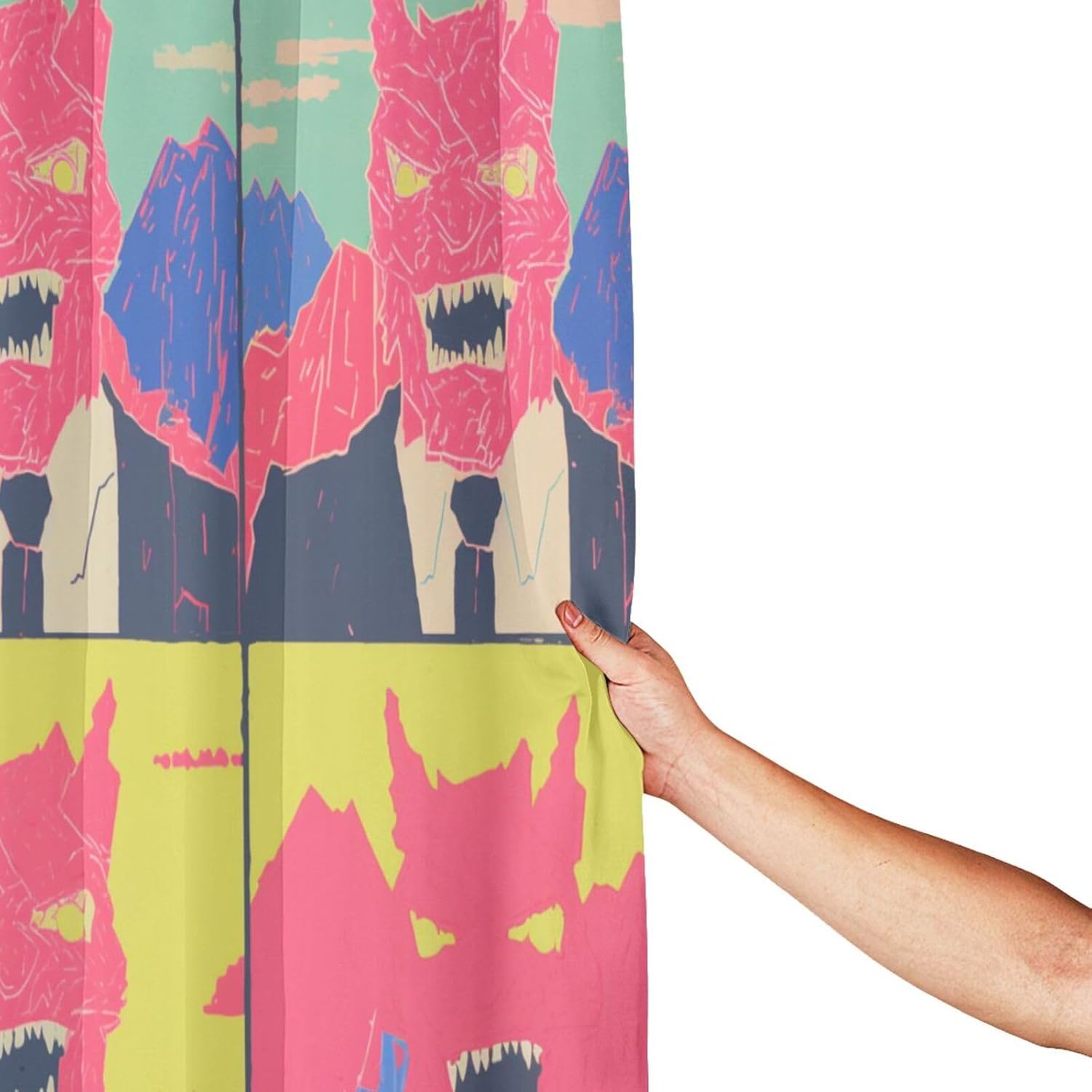 Red Devil Shower Curtain Set Hippie Abstract Design Black 72x72 inch