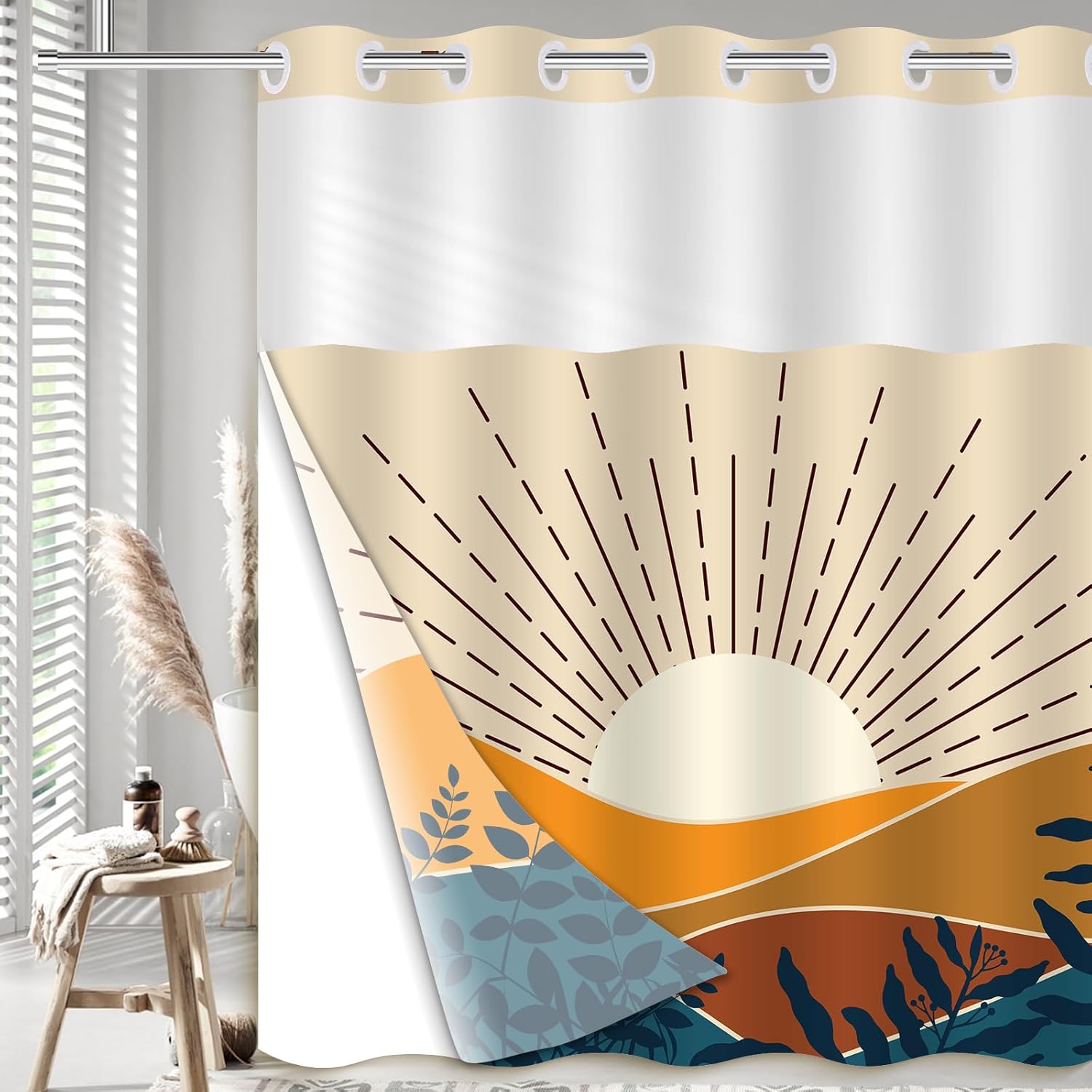 Sleek Yellow Boho Shower Curtain Perfect for Any Decor