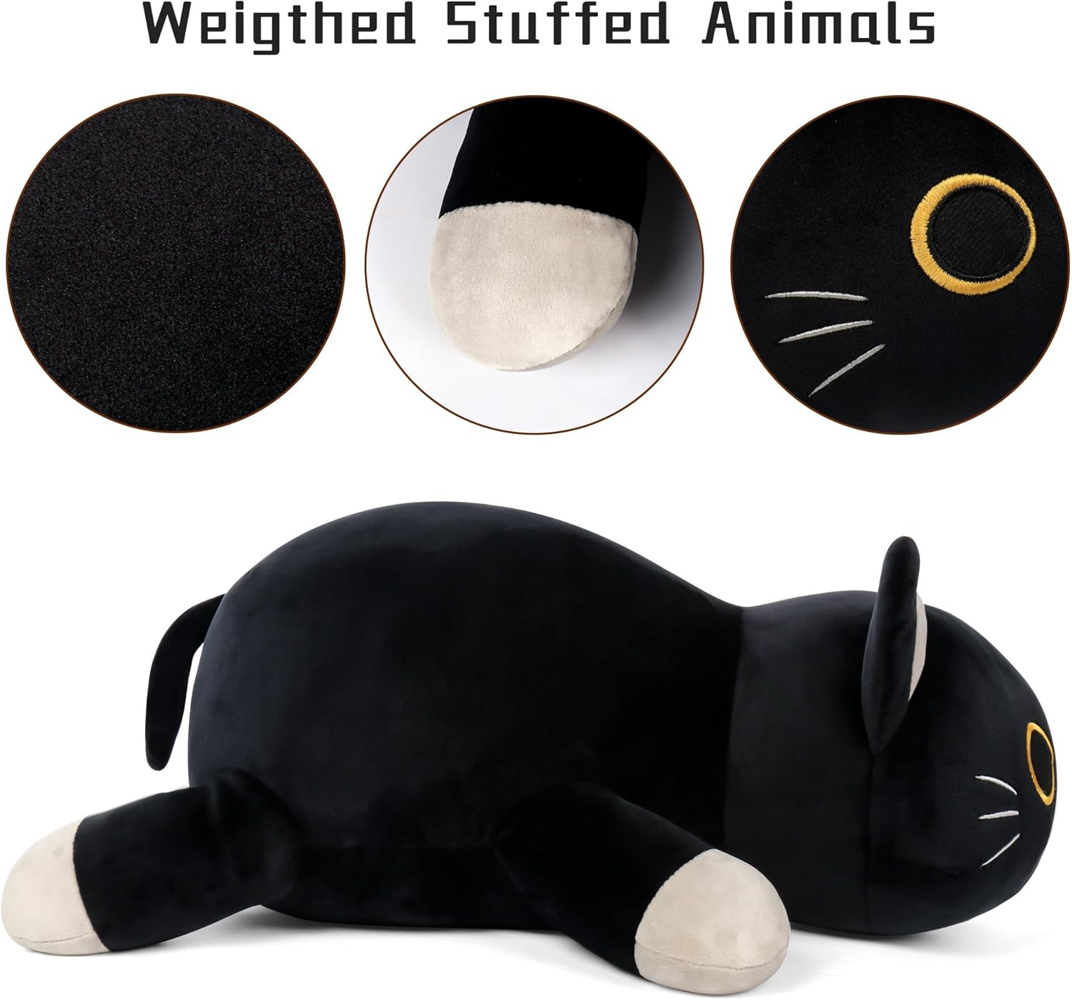 Wepop 24 Black Cat Weighted Plush Pillow