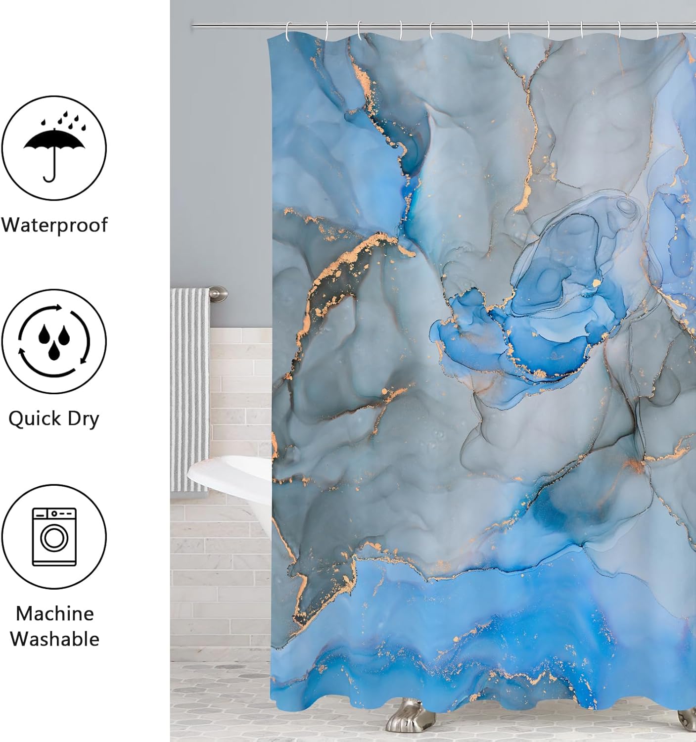 Gibelle 4-Piece Bathroom Set with Bath Curtain Rugs More