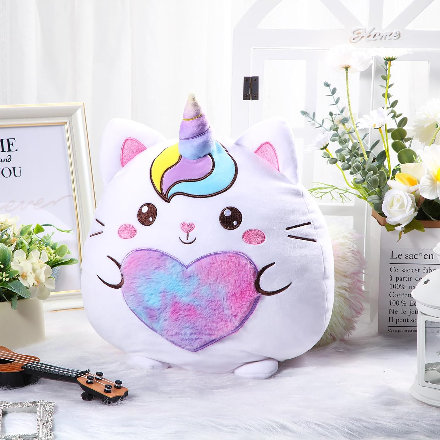 14 Inch Unicorn Cat Plush Pillow for Kids