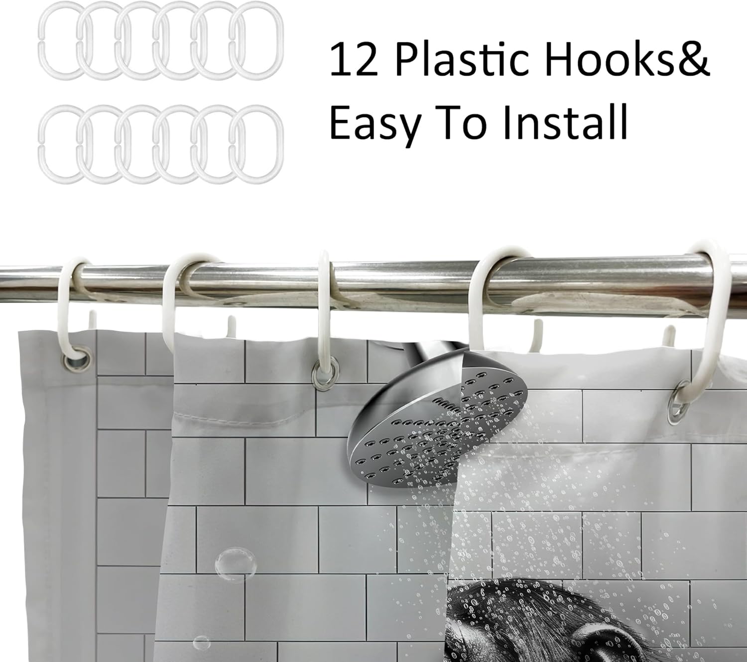 Newsely Monkey Inflatable Bath Shower Curtain 72x72 Waterproof Animal Print Expandable Set