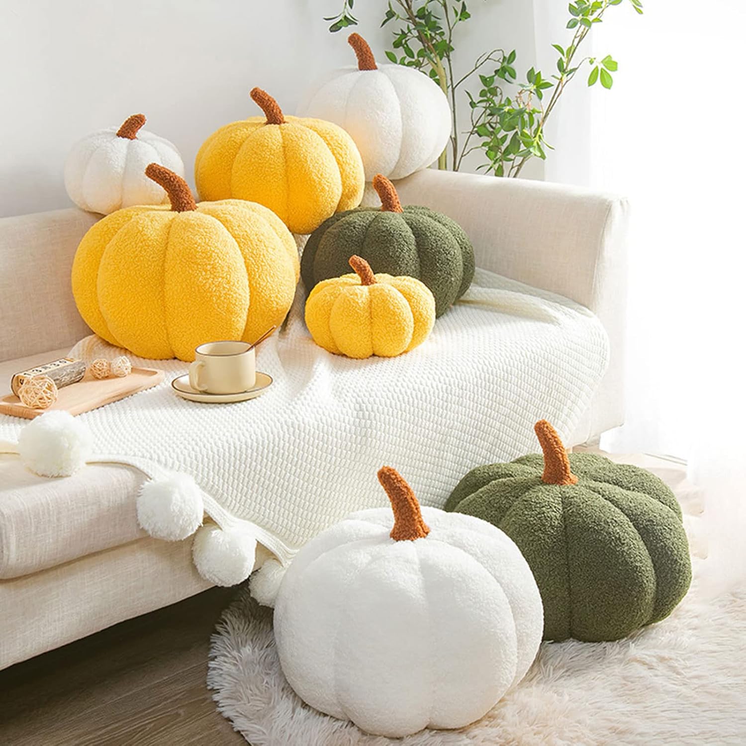 Halloween Fluffy Pumpkin Plush Pillow