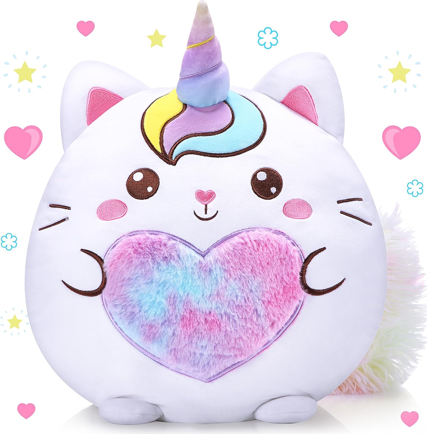 14 Inch Unicorn Cat Plush Pillow for Kids