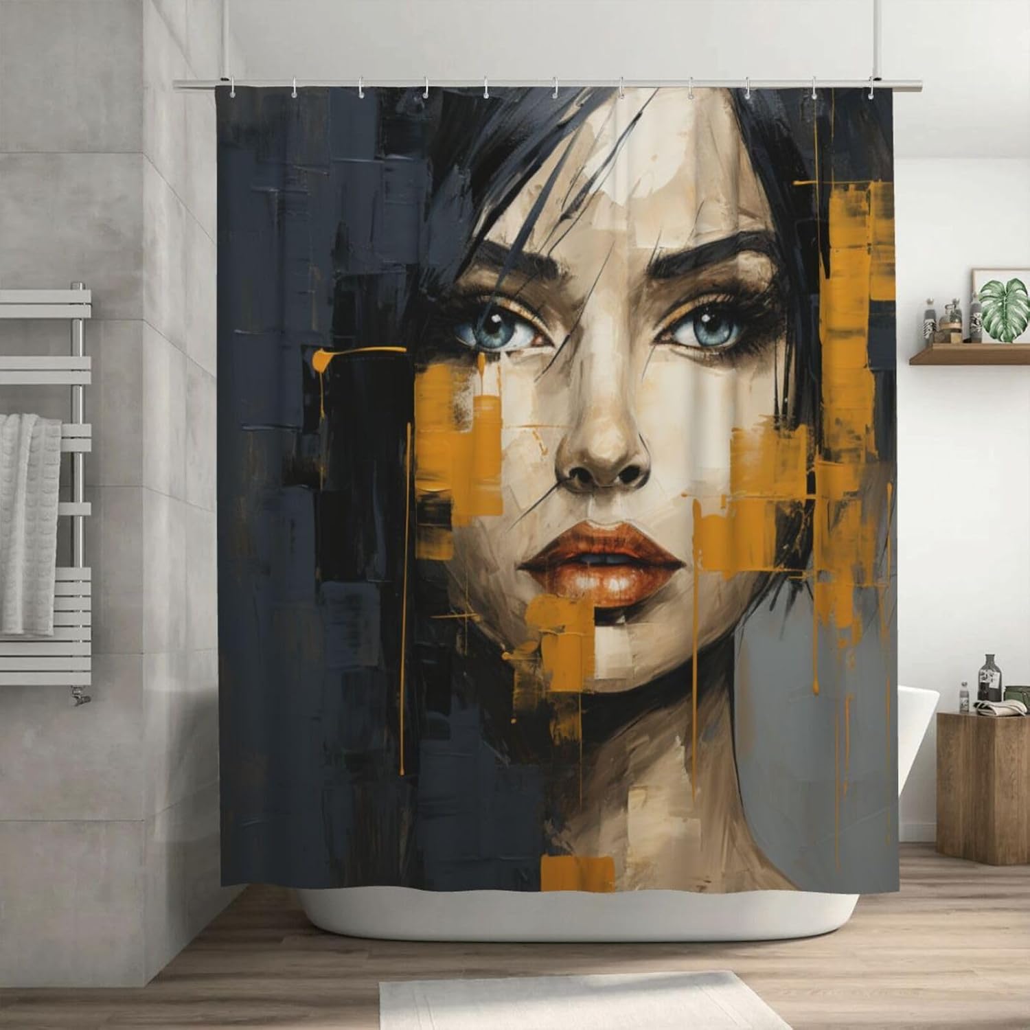 DAOWANGZUO Luxury Oil Painting Boho Face Shower Curtain Set