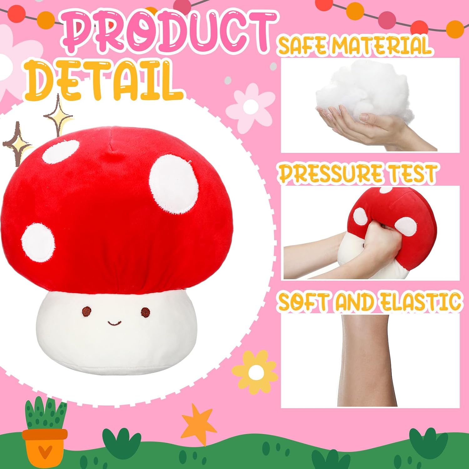 Huwena 3 Pcs Mushroom Plush Pillows 9 Inch 1
