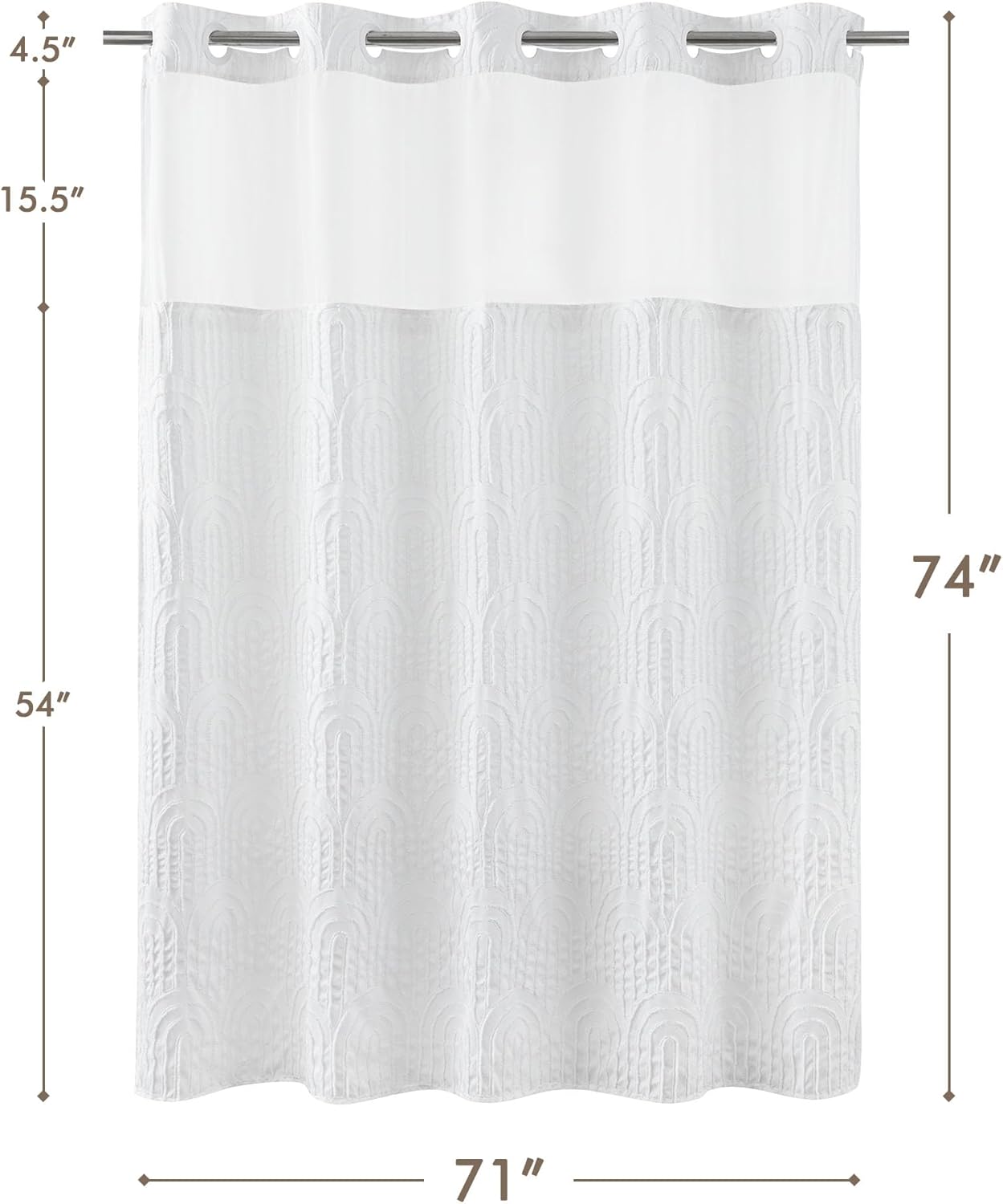 ROSERY No Hooks Shower Curtain Set for Bathroom