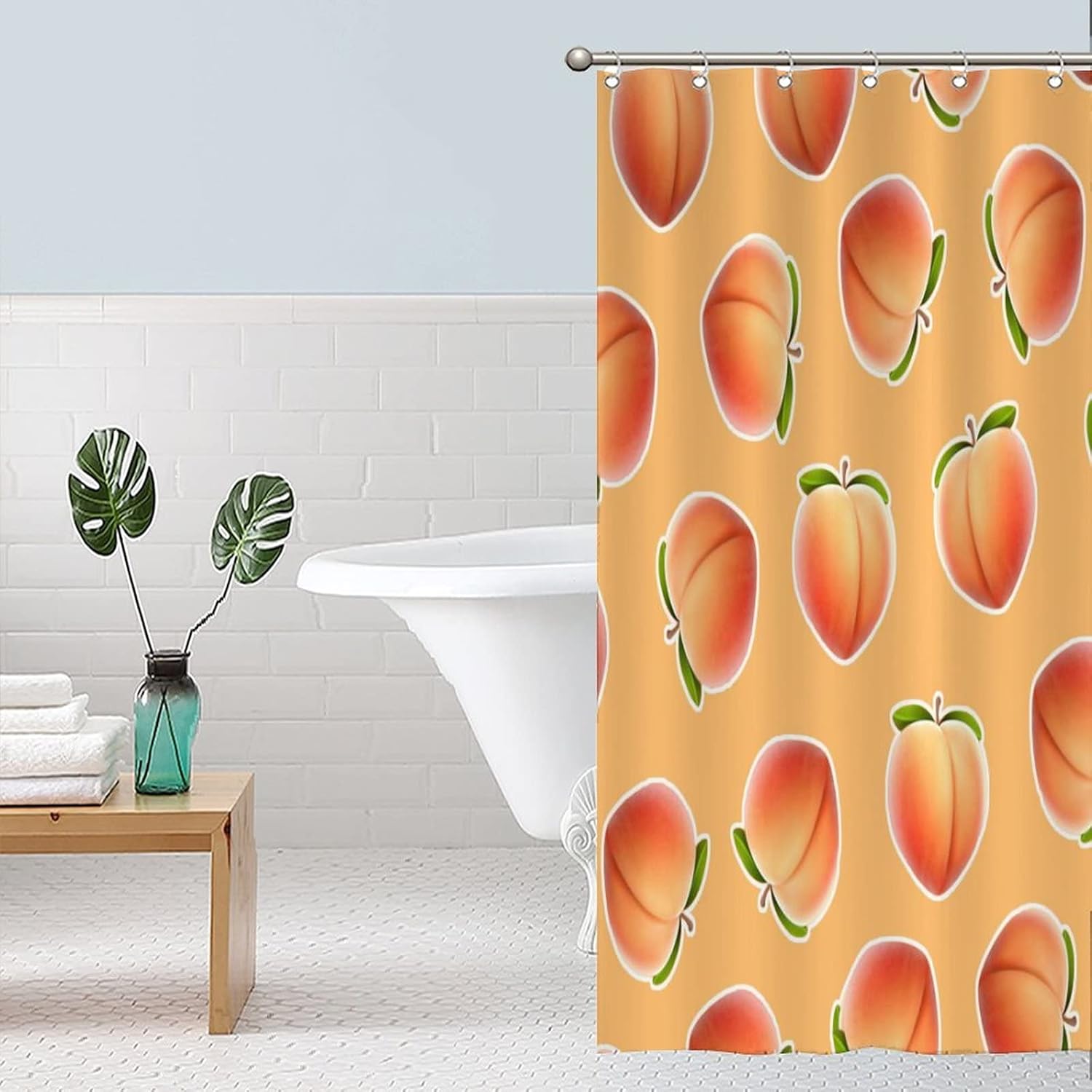 Cute Washable Peach Shower Curtain