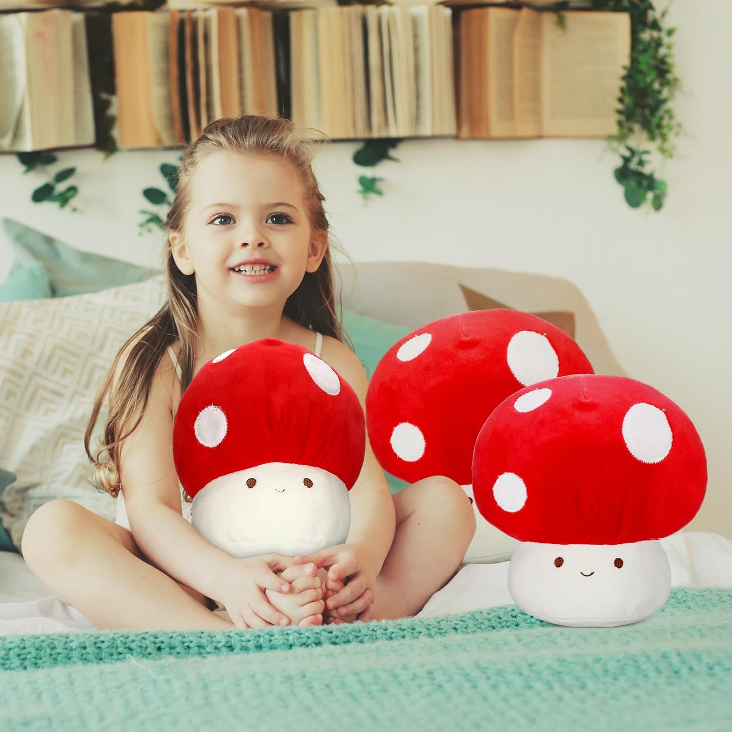 Huwena 3 Pcs Mushroom Plush Pillows 9 Inch 1