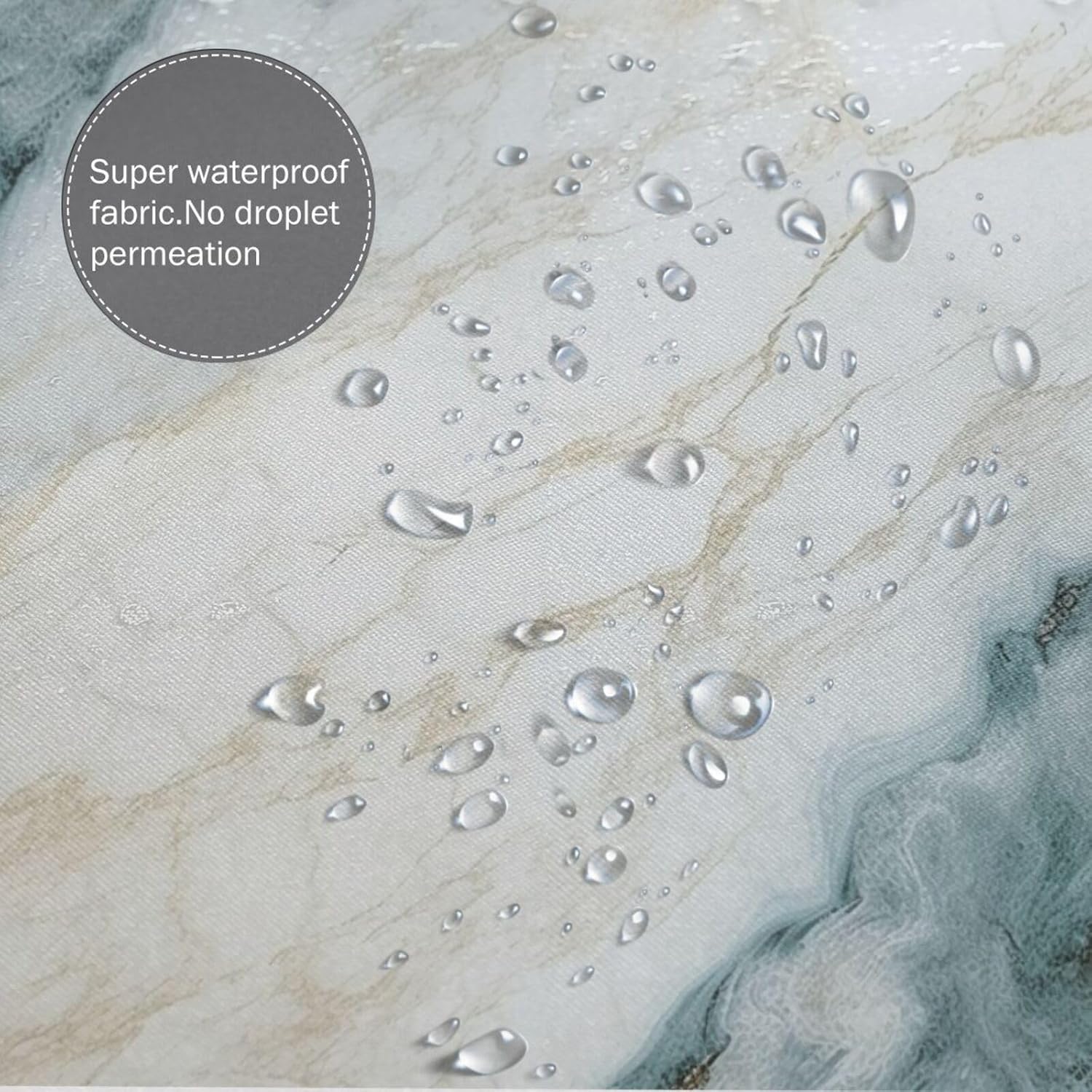 Green White Shower Curtain Boho Design Natural Marble Pattern