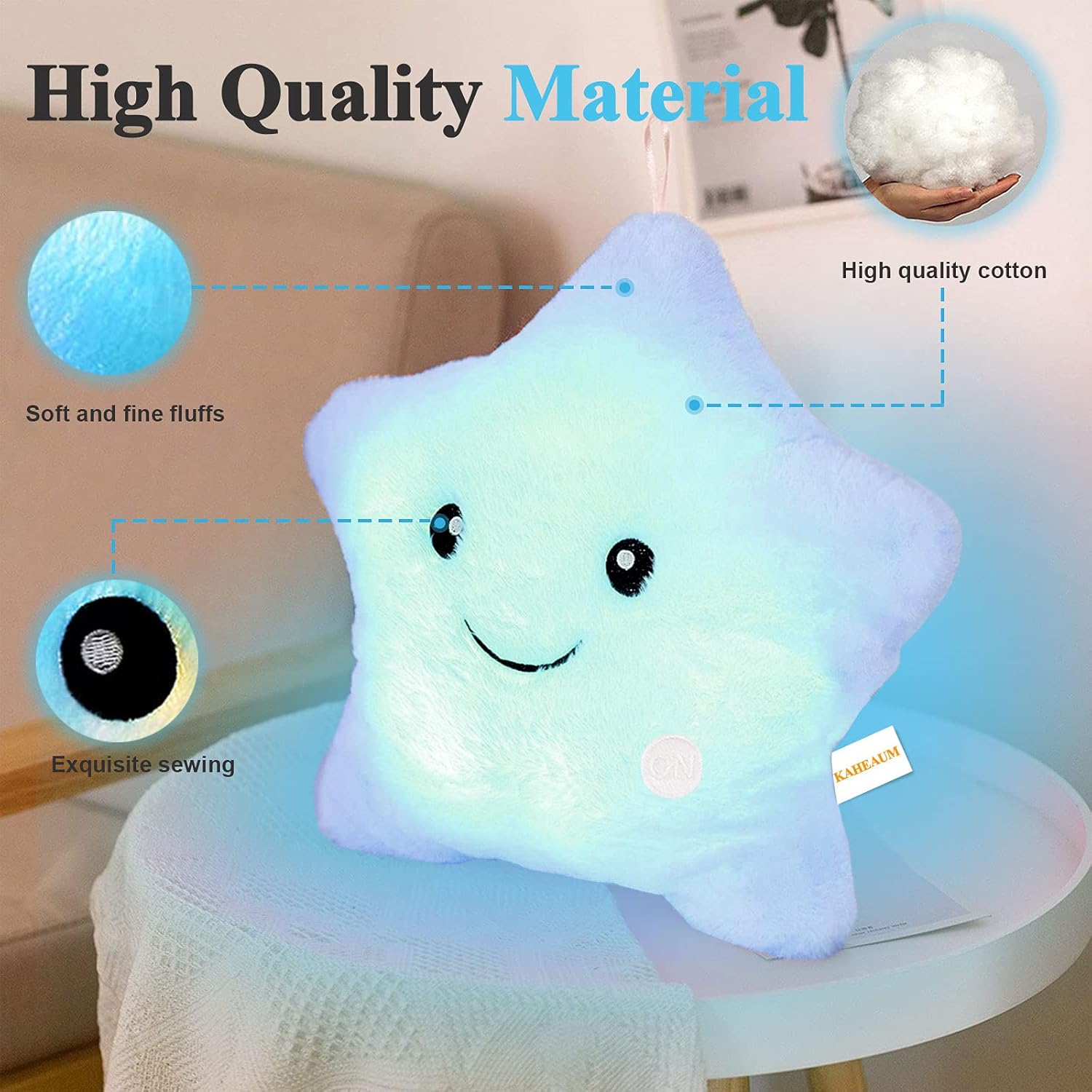 Glowing Twinkle Star Plush Pillow for Kids