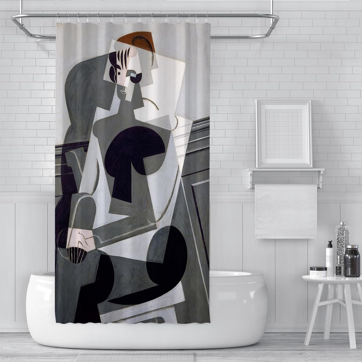Modern Abstract Art Shower Curtain with Hooks