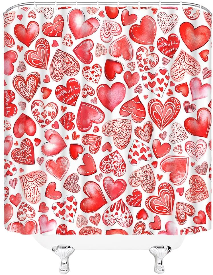 Elegant Red Love Heart Shower Curtain