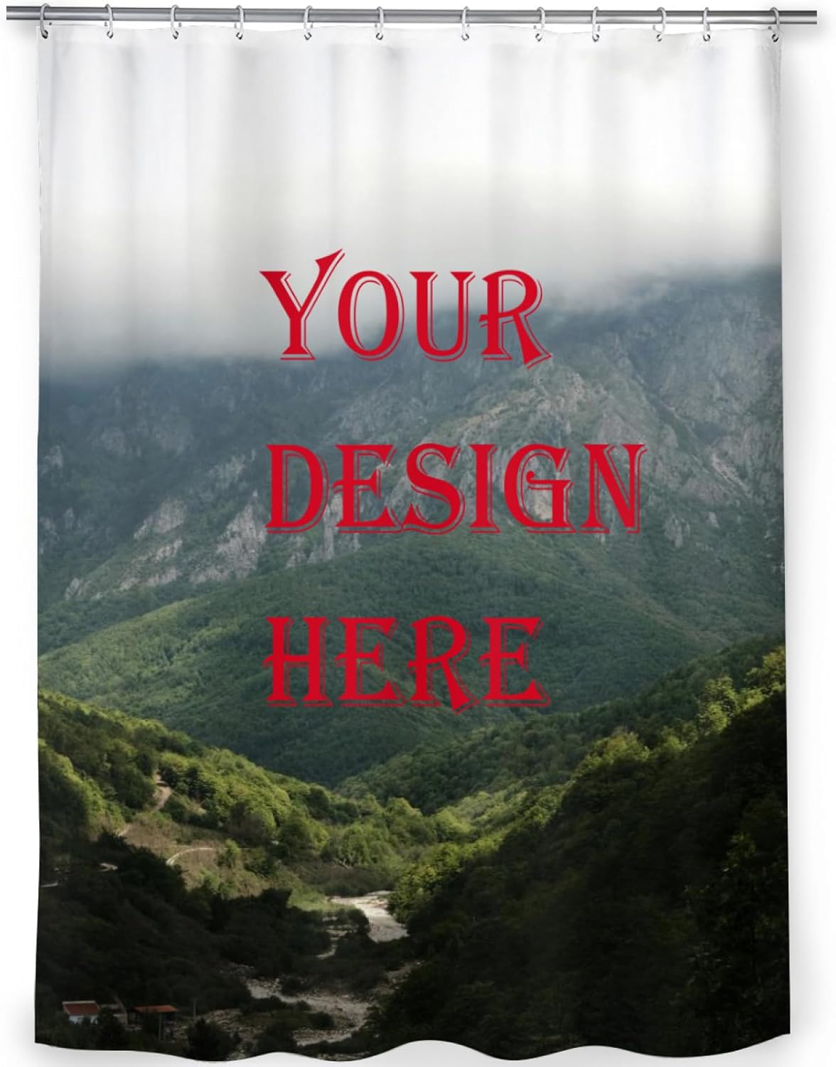 Personalized Shower Curtain with 12 Hooks - 55x72 Inch