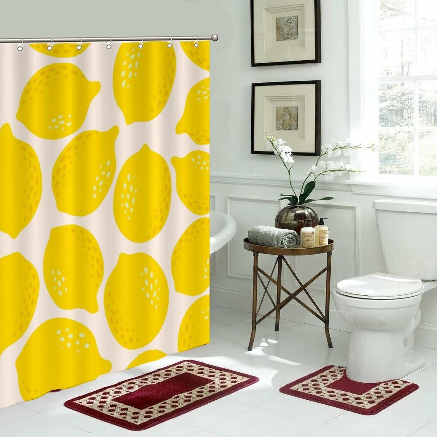 Funny Fruit Bath curtain set 59x71 - Lemon fruit design