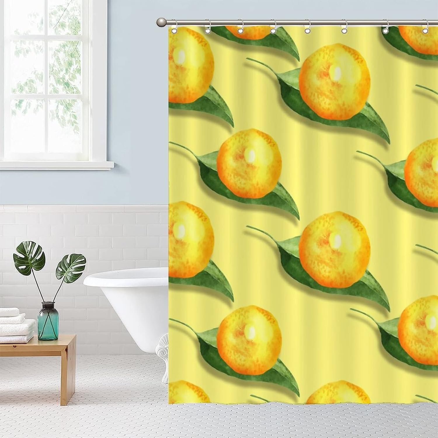 Fruit Pattern 65x71 Lemon shower curtain liner waterproof polyester with hook closure