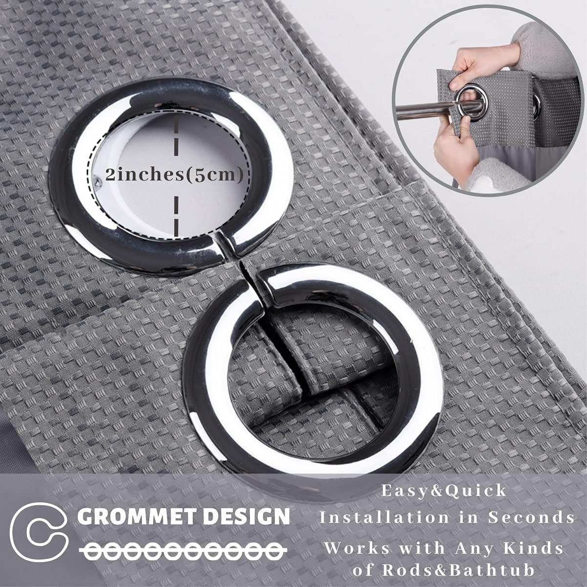 Ecoehoe Folding 36 x 72 Shower Curtain Set with Magnet Liner