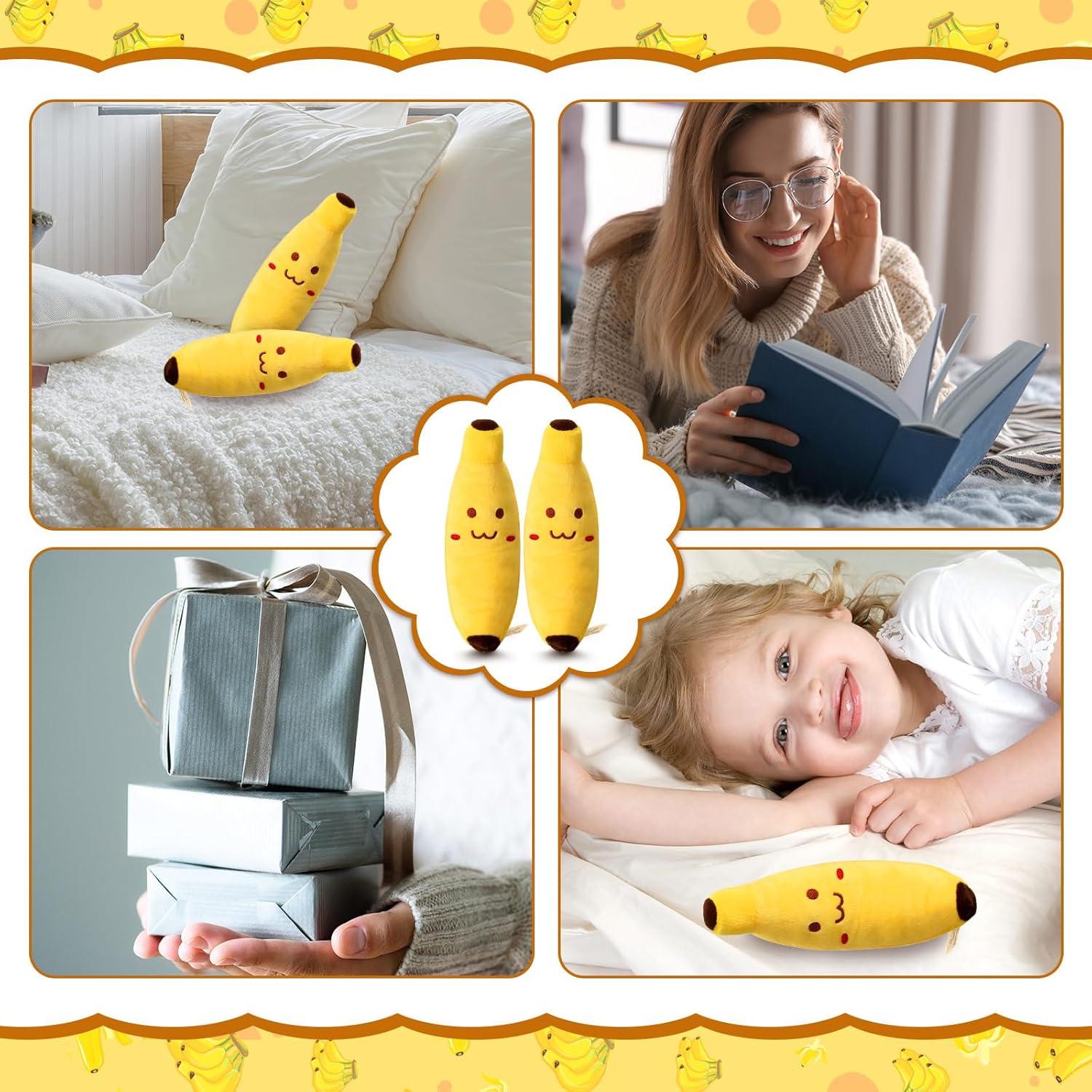 Hiboom 12-Piece Banana Plush Pillow Set