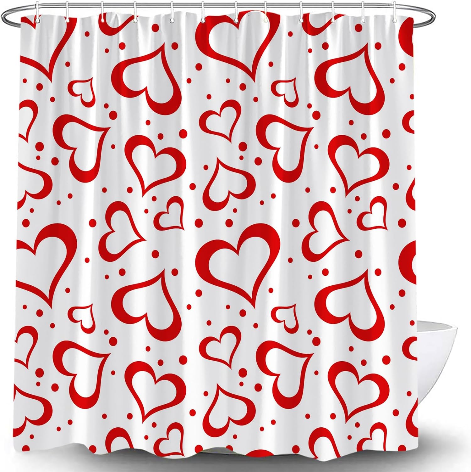 Romantic Valentines Love Heart Heavy Duty Showers Red Heart Polka Dots