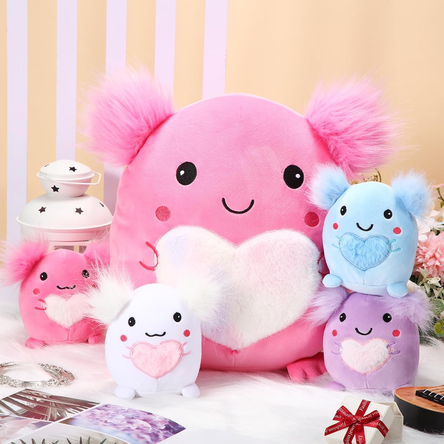 Hiboom Axolotl Plush Pillow Set 5 Pcs 12 Inch