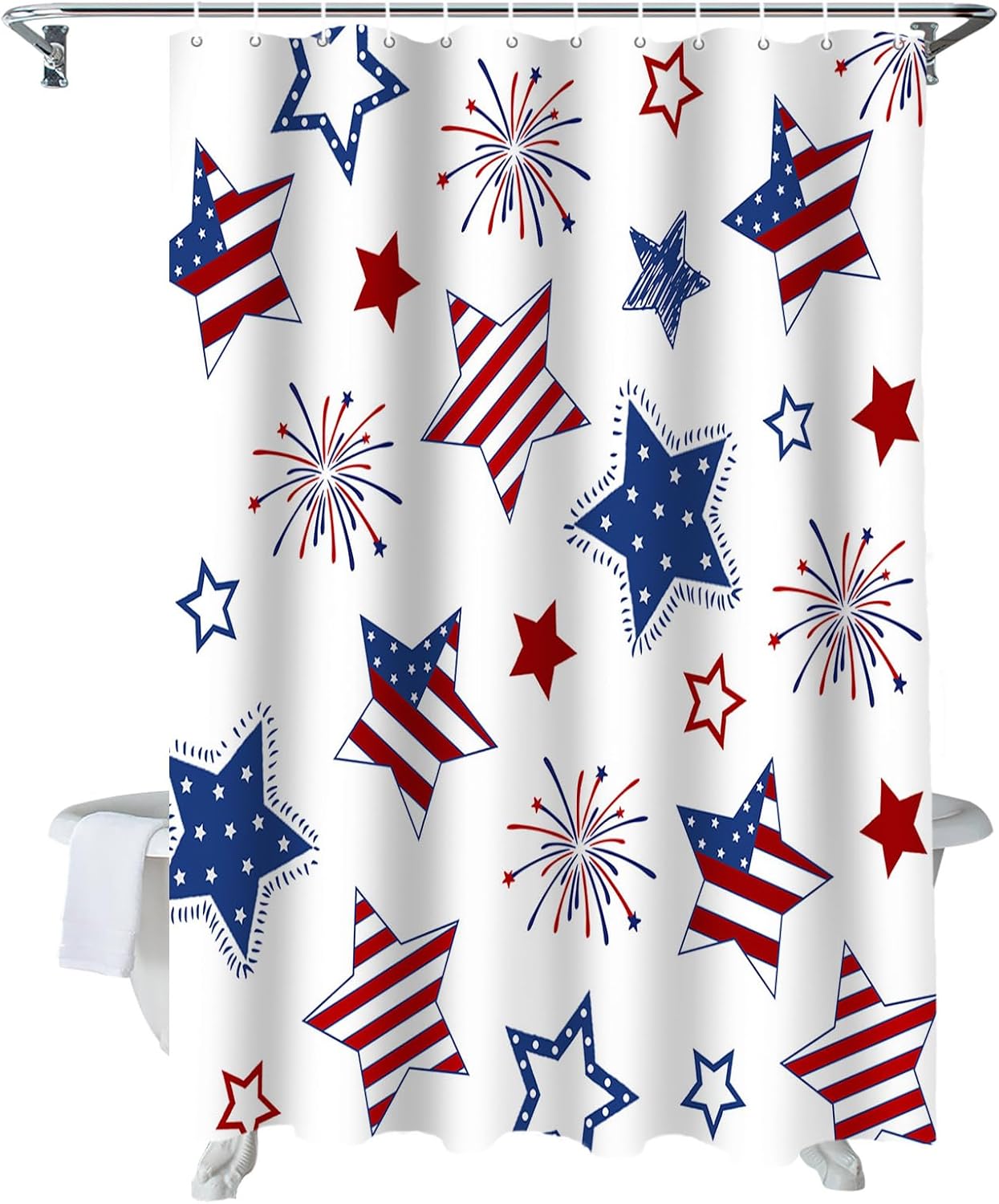 ALAGEO 4th of July USA Flag Shower Curtain
