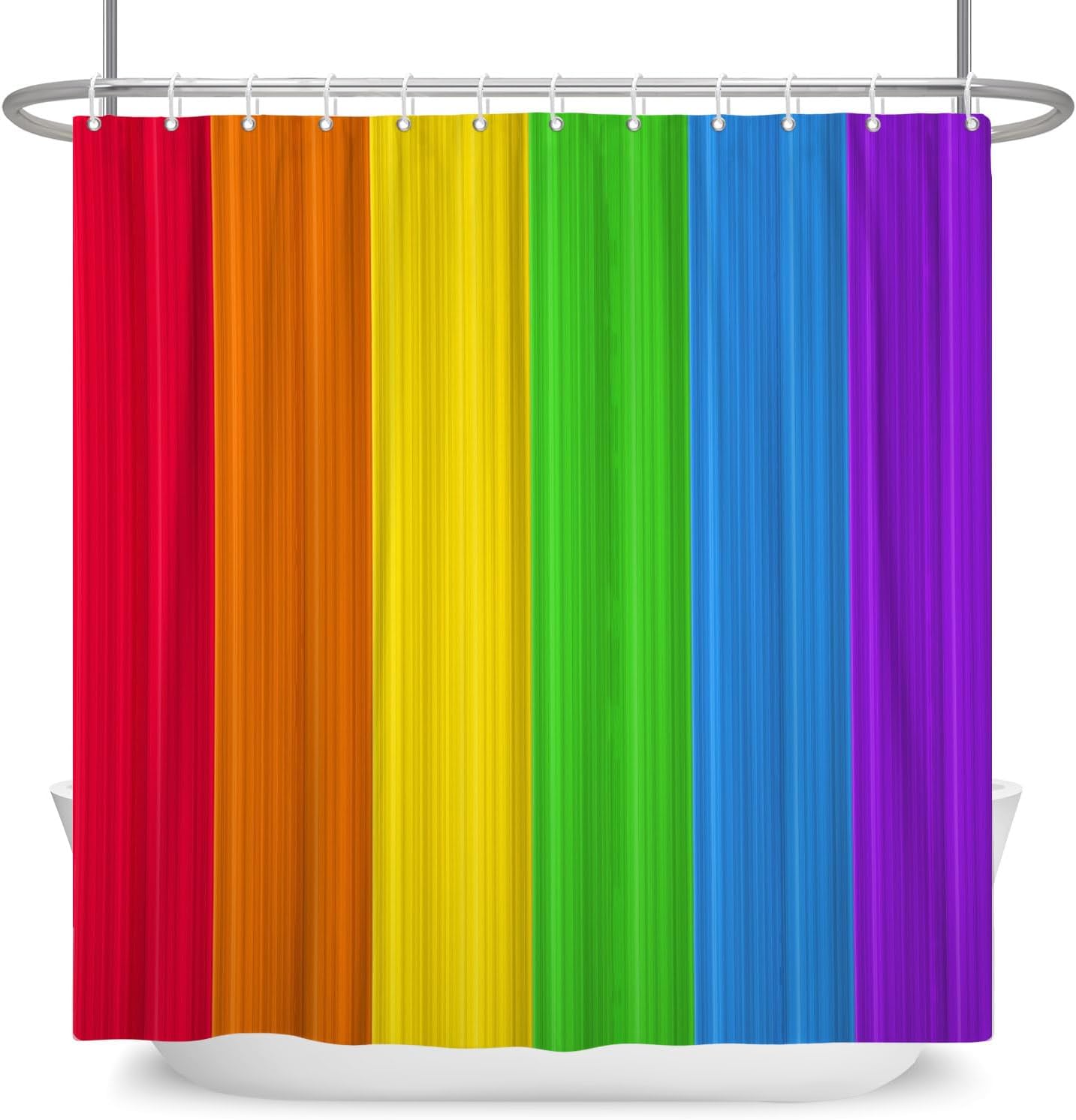 Canessioa Rainbow Stripes Shower Curtain Set