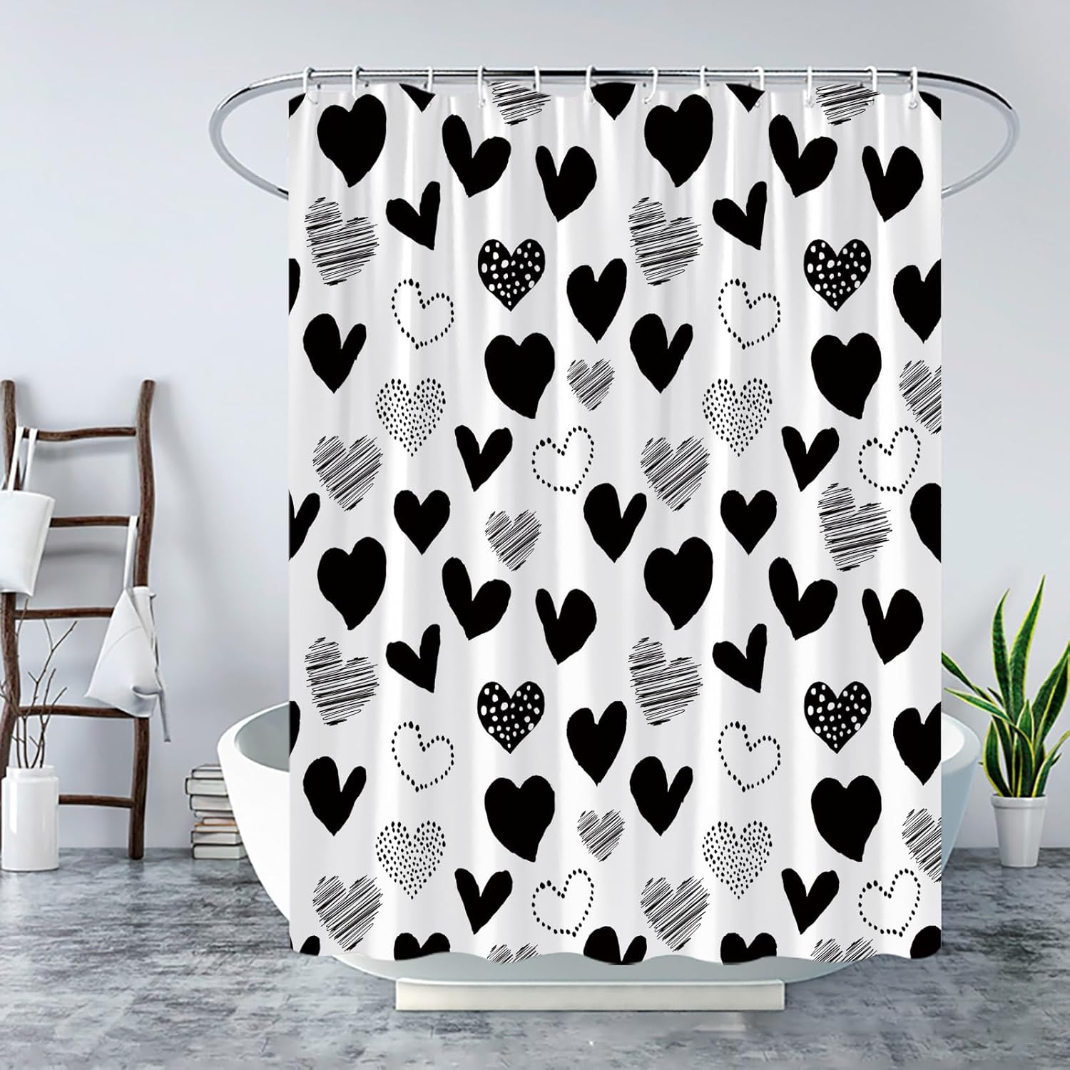 Valentines Heart Bath Shower Curtain