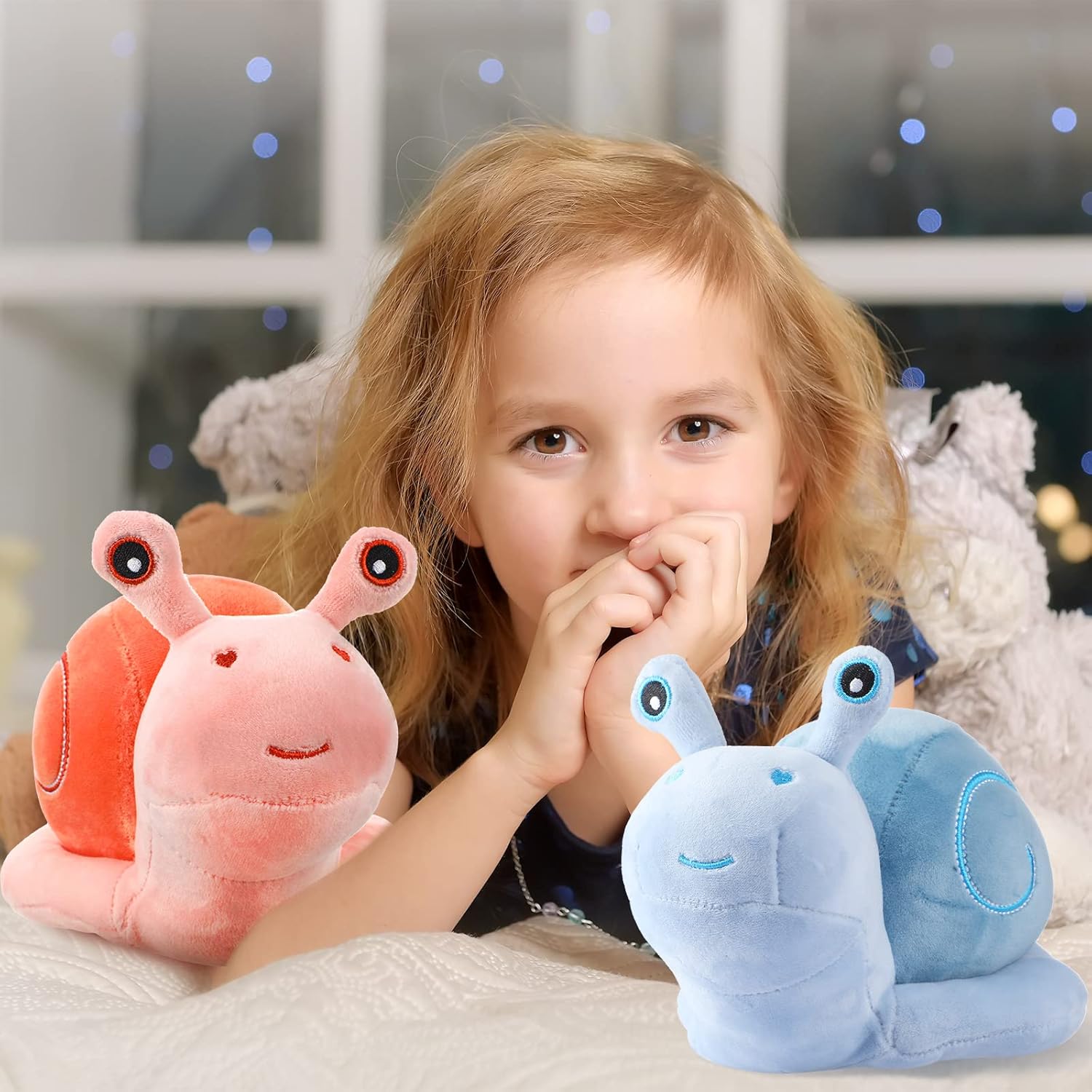 Two-Piece Civaner Pink Blue Snail Plush Pillow