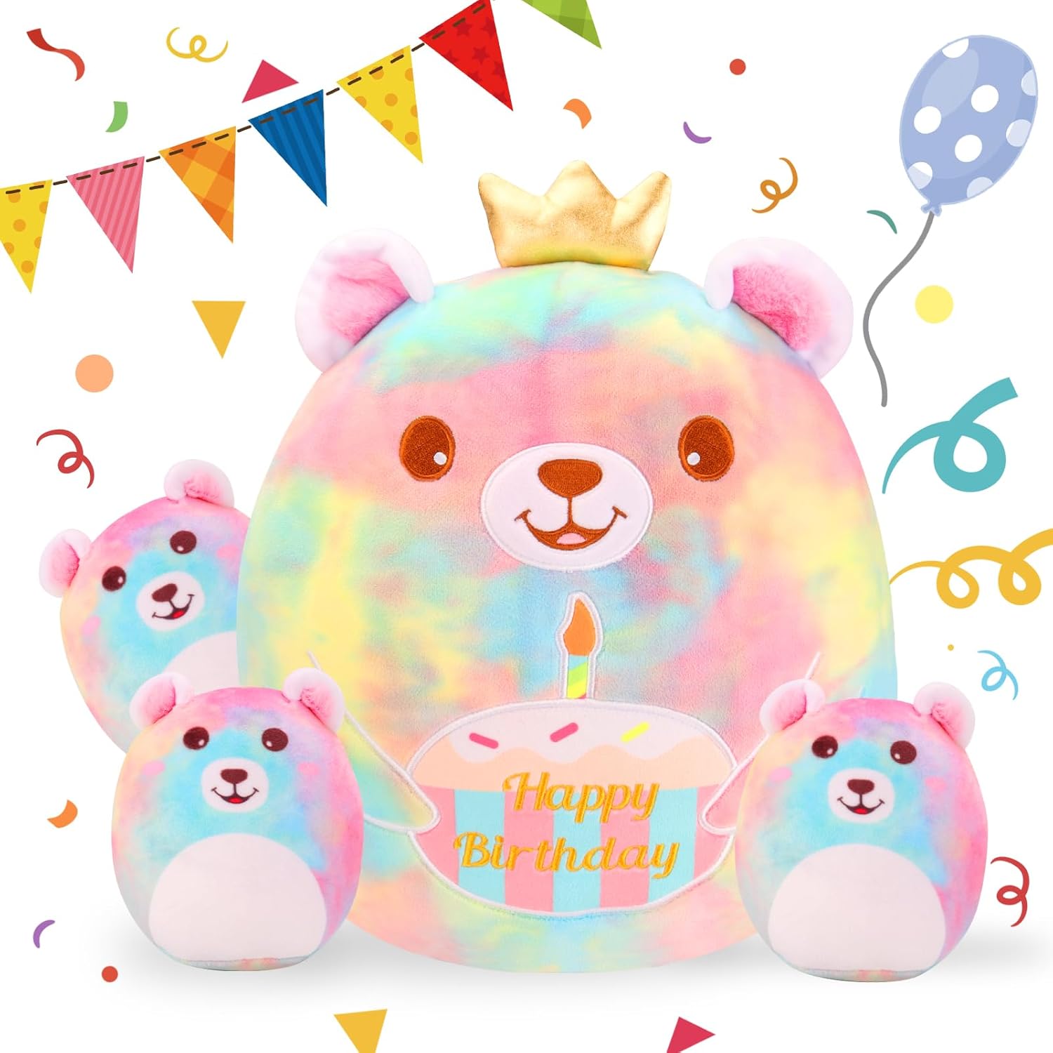 Safeolianha Birthday Bear Plush Pillow