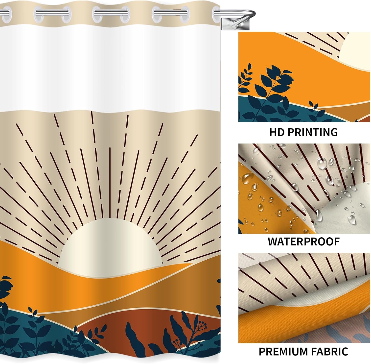 Sleek Yellow Boho Shower Curtain Perfect for Any Decor
