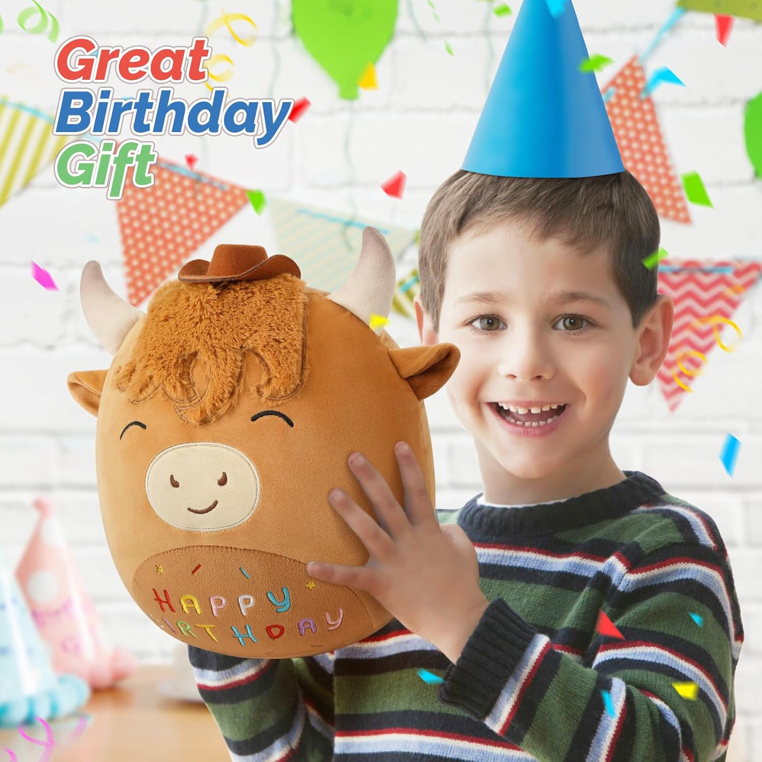Cuckool 14 Highland Cow Stuffed Animal Plush Pillow Perfect Birthday Gift